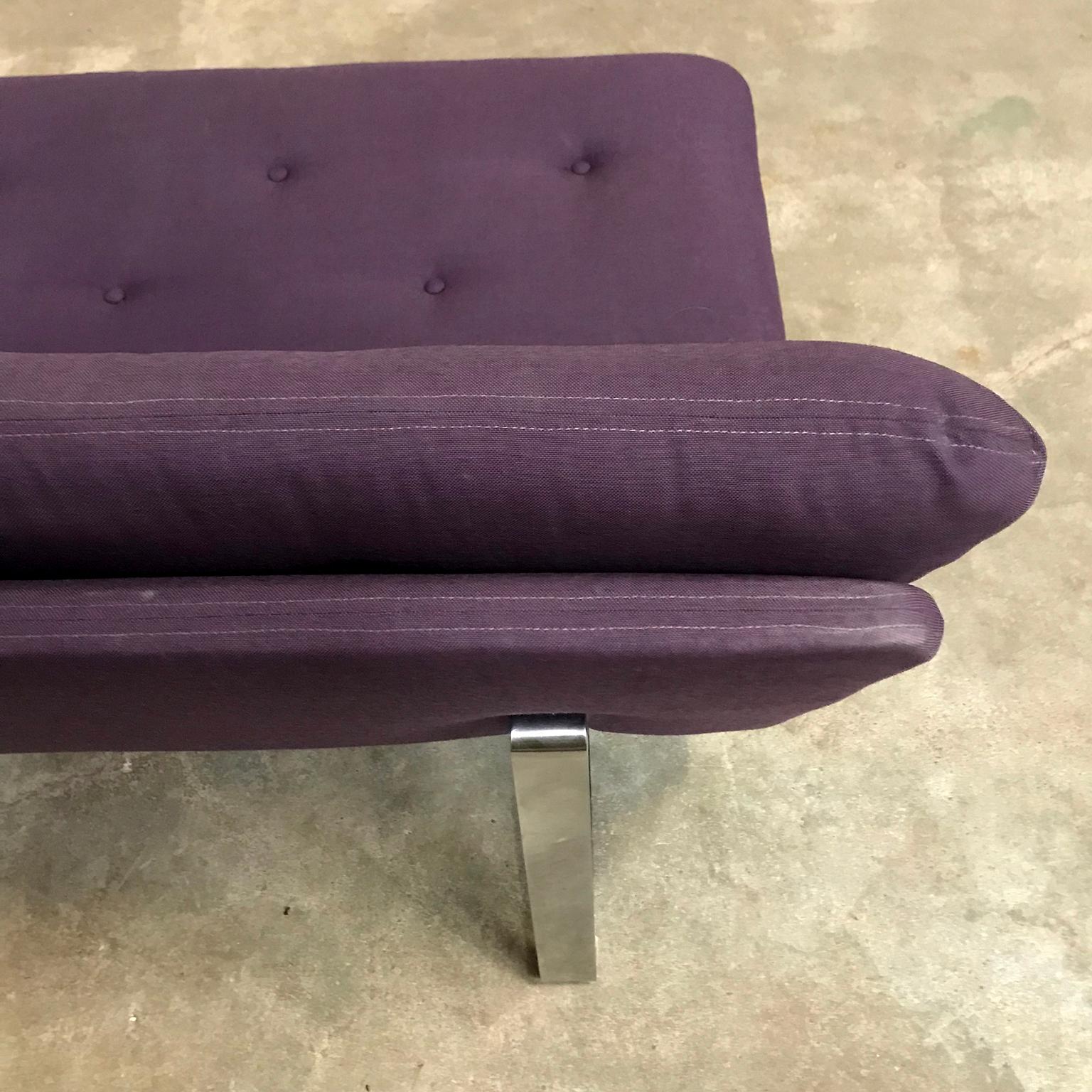 1968, Kho Liang Ie for Artifort, Chrome Base 2-Seat, Redone in Purple Fabric For Sale 4