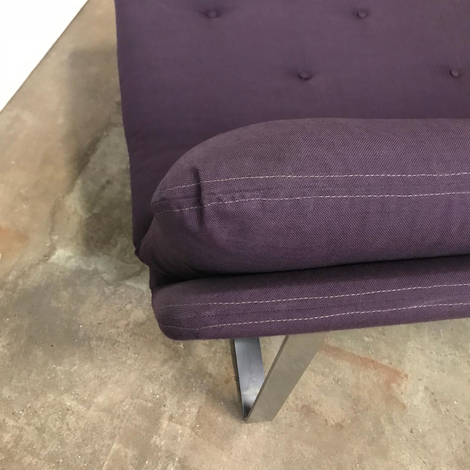 1968, Kho Liang Ie for Artifort, Chrome Base 2-Seat, Redone in Purple Fabric For Sale 5