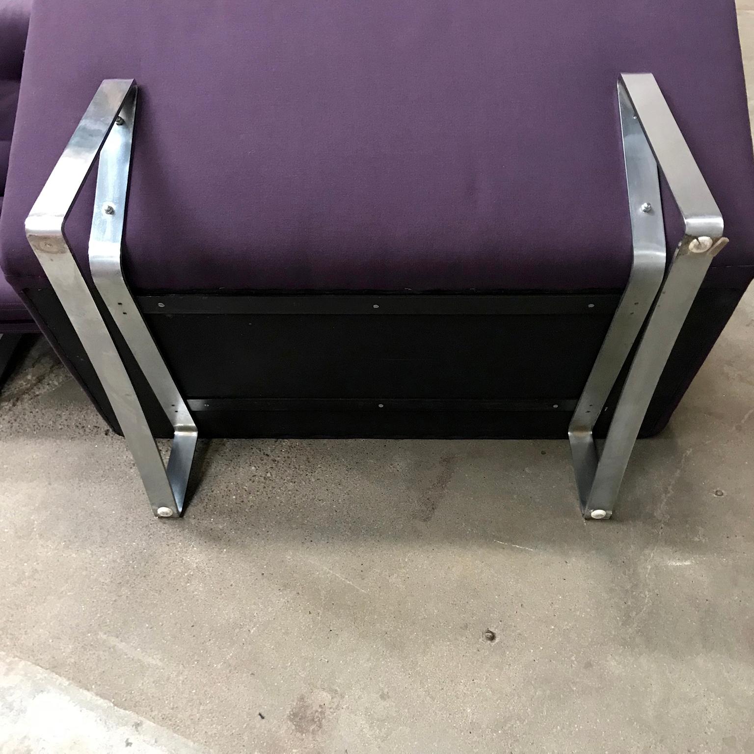 1968, Kho Liang Ie for Artifort, Chrome Base 2-Seat, Redone in Purple Fabric For Sale 7