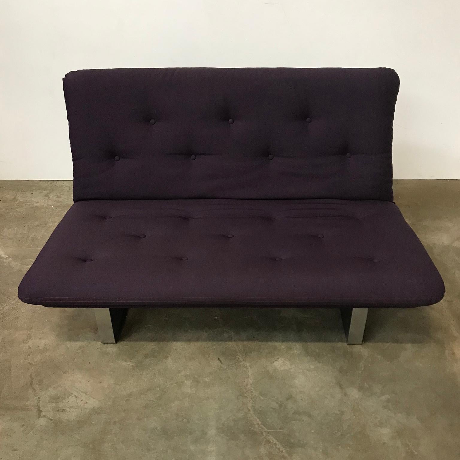 Mid-20th Century 1968, Kho Liang Ie for Artifort, Chrome Base 2-Seat, Redone in Purple Fabric For Sale