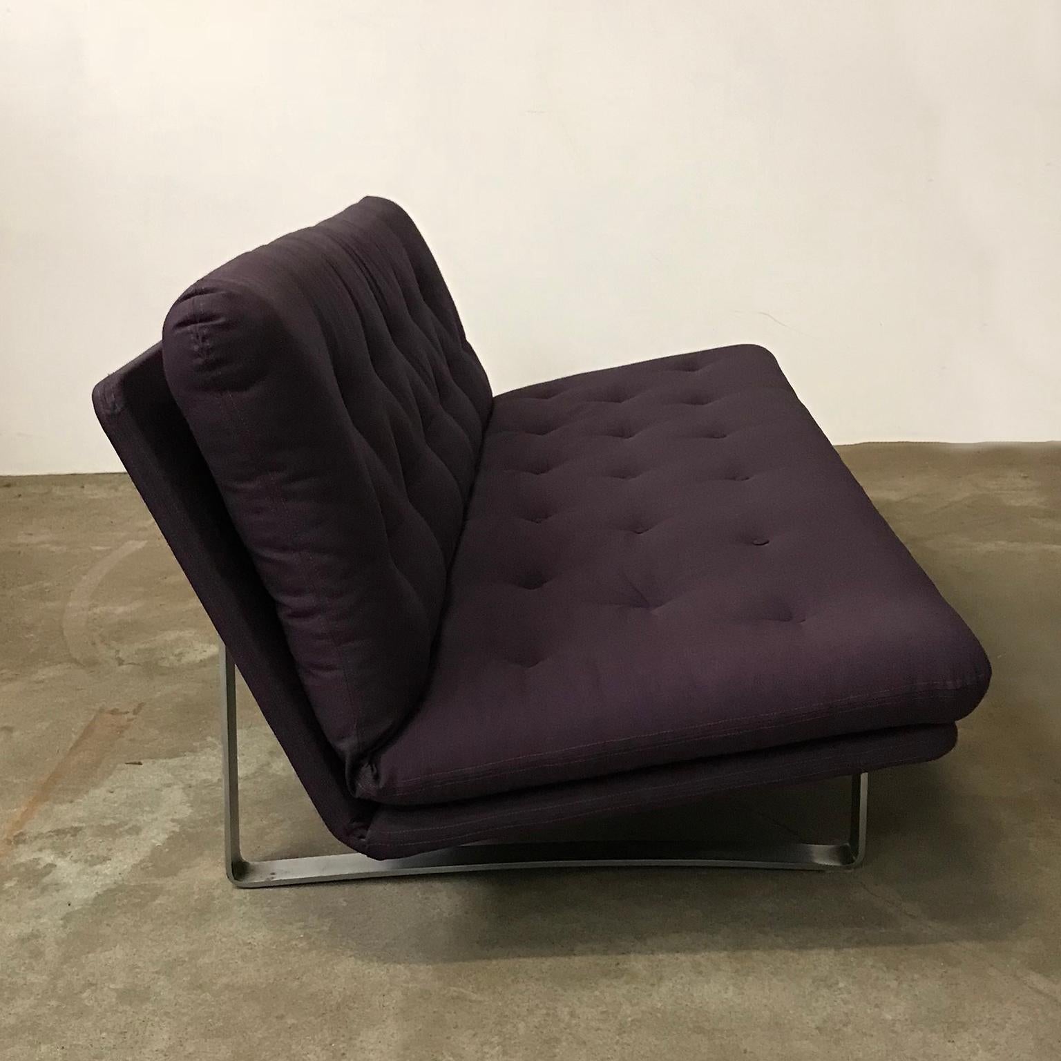 Mid-Century Modern 1968, Kho Liang Ie for Artifort, Chrome Base 3-Seat, Redone in Purple Fabric