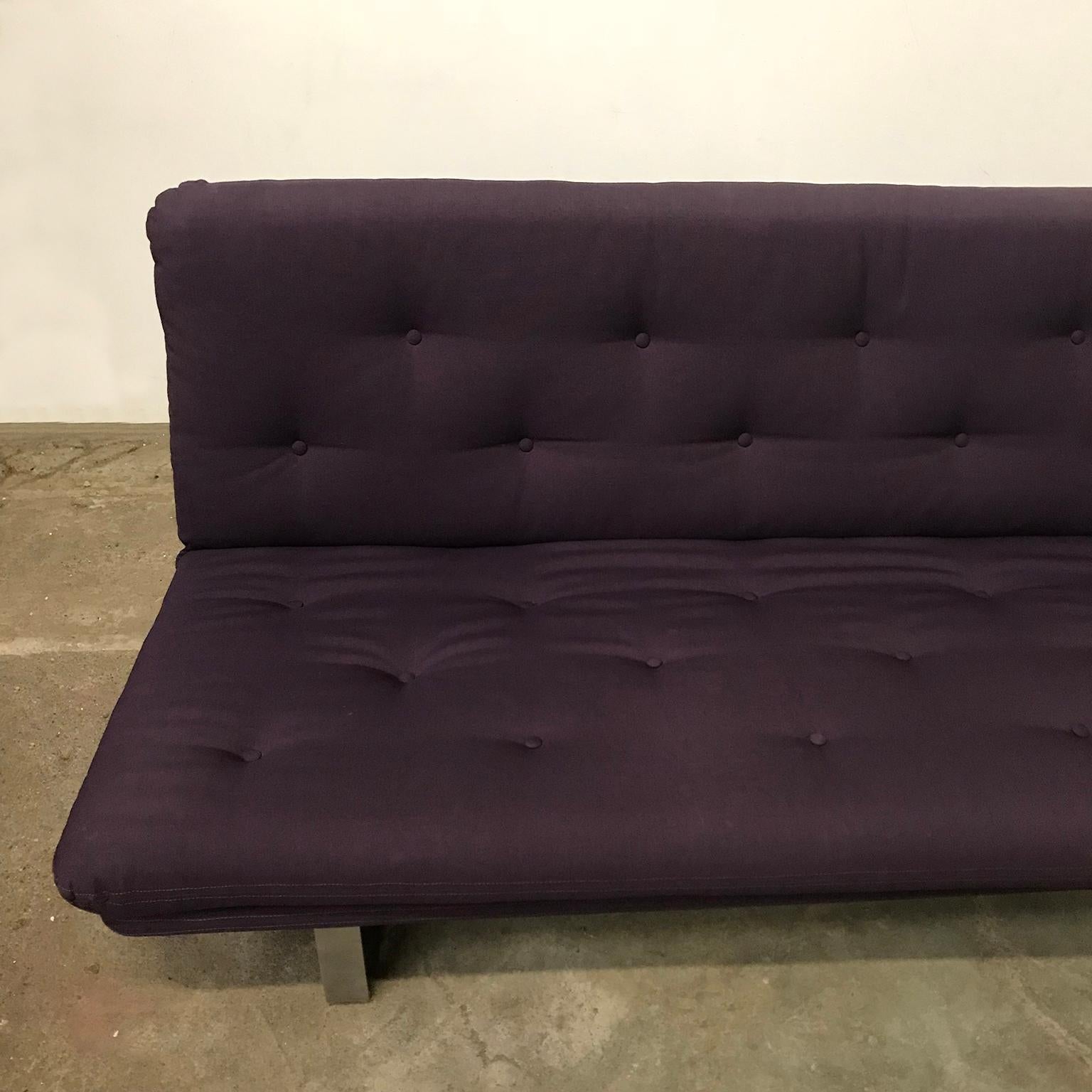 Mid-20th Century 1968, Kho Liang Ie for Artifort, Chrome Base 3-Seat, Redone in Purple Fabric