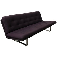 1968, Kho Liang Ie for Artifort, Chrome Base 3-Seat, Redone in Purple Fabric