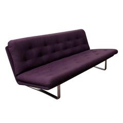 1968, Kho Liang Ie for Artifort, Chrome Base 3-Seat, Redone in Purple Fabric