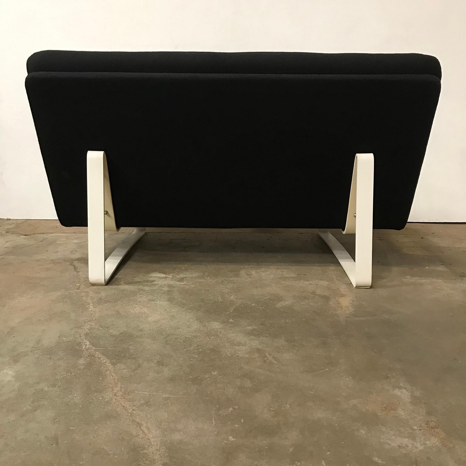 1968, Kho Liang Ie for Artifort, White Base 2-Seat, Redone in Black Fabric 3