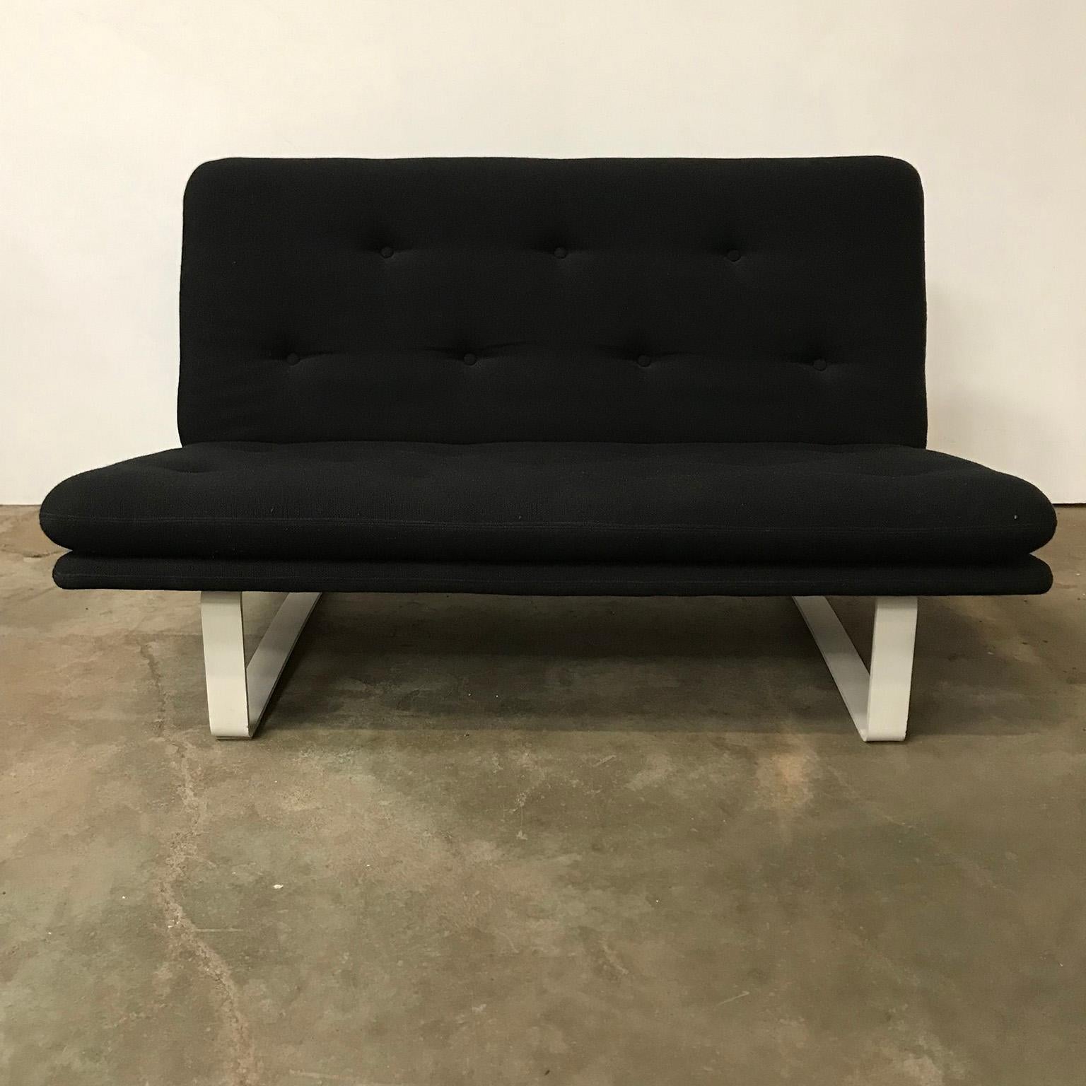 1968, Kho Liang Ie for Artifort, White Base 2-Seat, Redone in Black Fabric 4