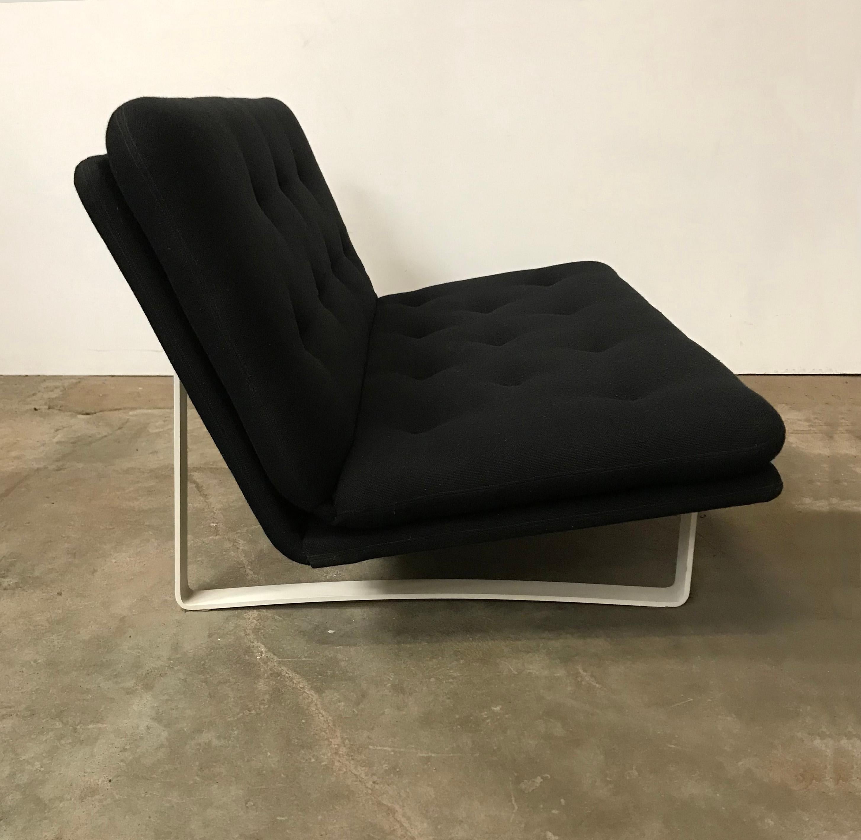 Dutch 1968, Kho Liang Ie for Artifort, White Base 2-Seat, Redone in Black Fabric