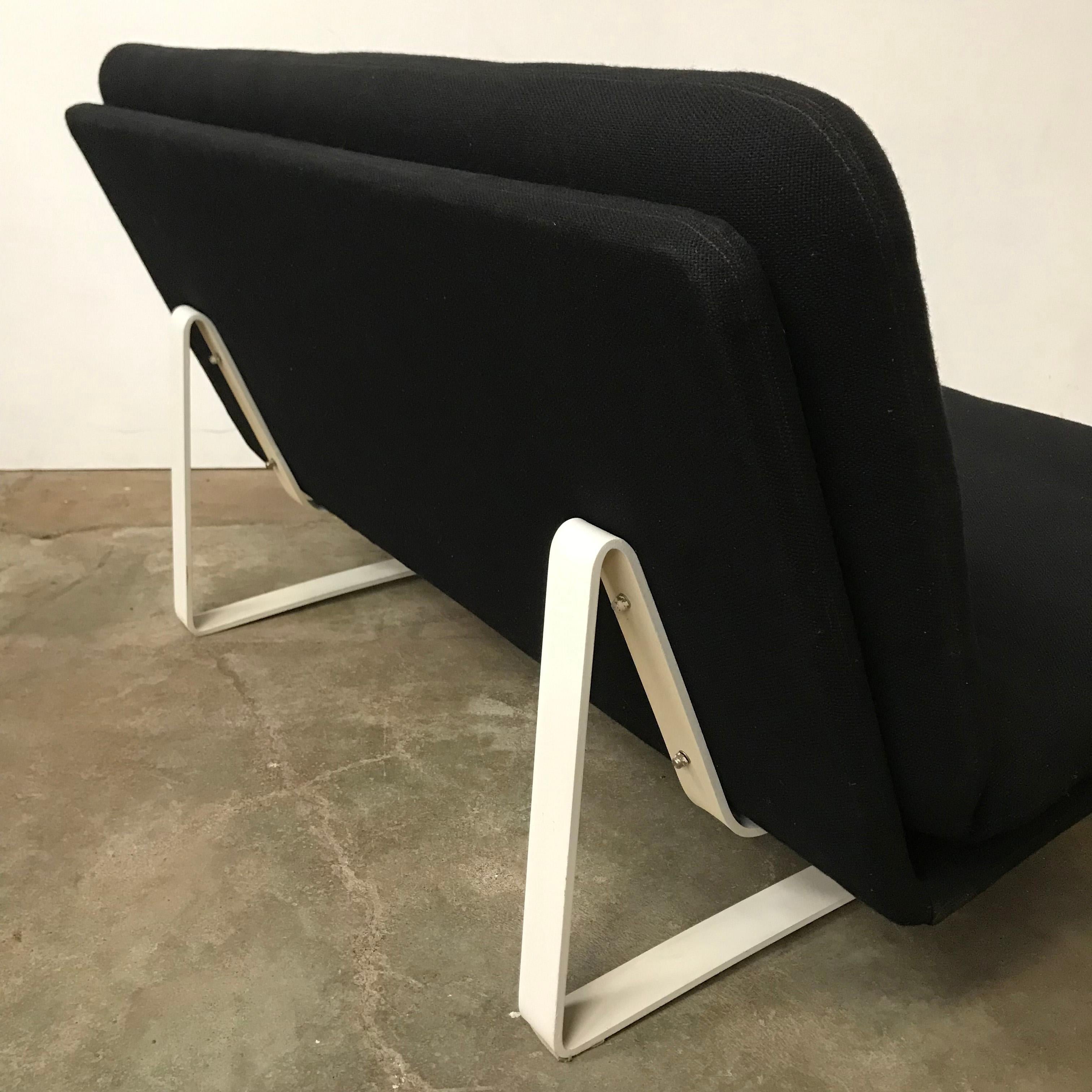 1968, Kho Liang Ie for Artifort, White Base 2-Seat, Redone in Black Fabric 2
