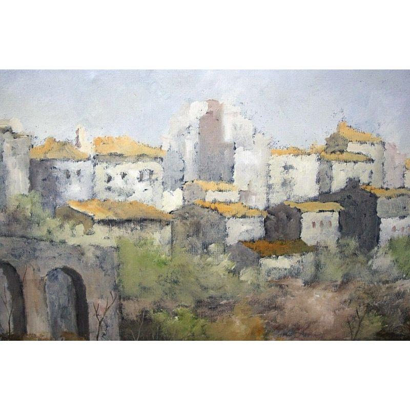 Unknown 1968 Leonardo De Magistris Italian Village Landscape Painting
