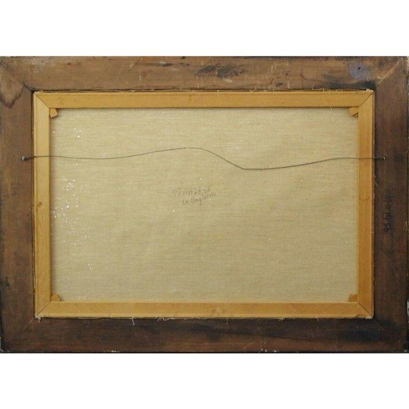 1968 Leonardo De Magistris Italian Village Landscape Painting In Good Condition In Lake Worth, FL