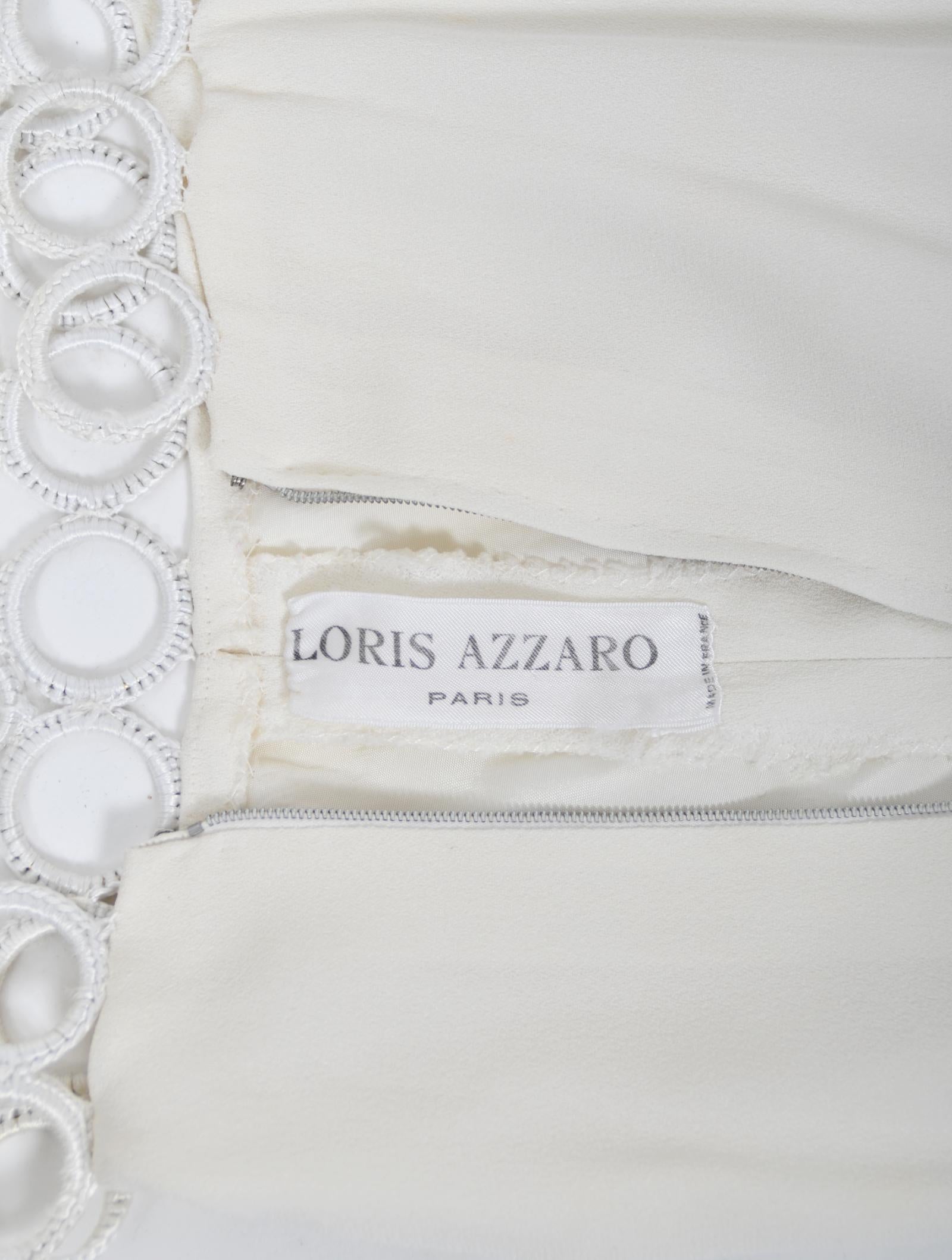 1968 Loris Azzaro Couture Documented Elle Magazine Ivory Silk Cut-Out Mini Dress For Sale 11
