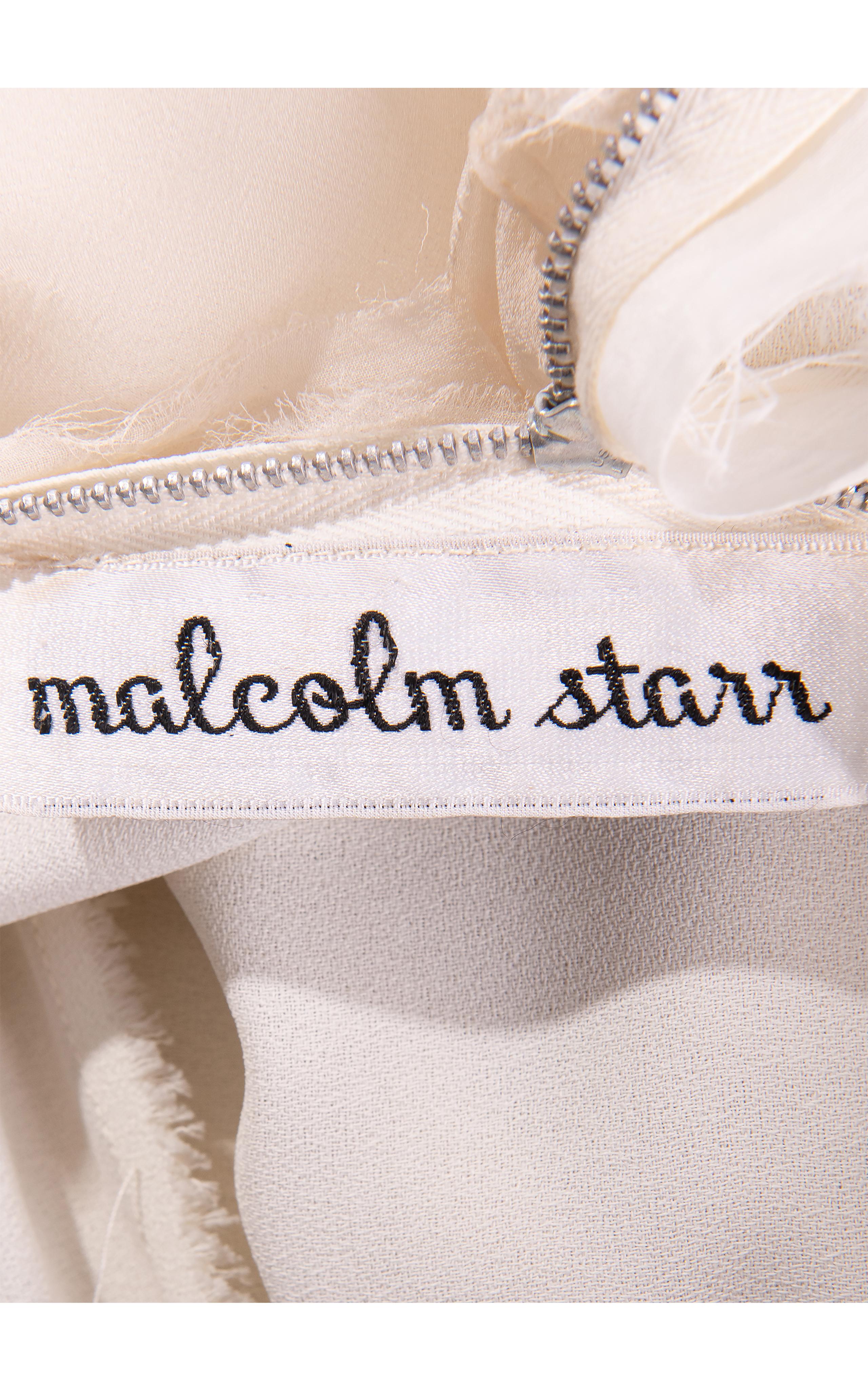 Malcolm Starr - Robe plissée blanc cassé avec découpes en cristal, 1968 en vente 4
