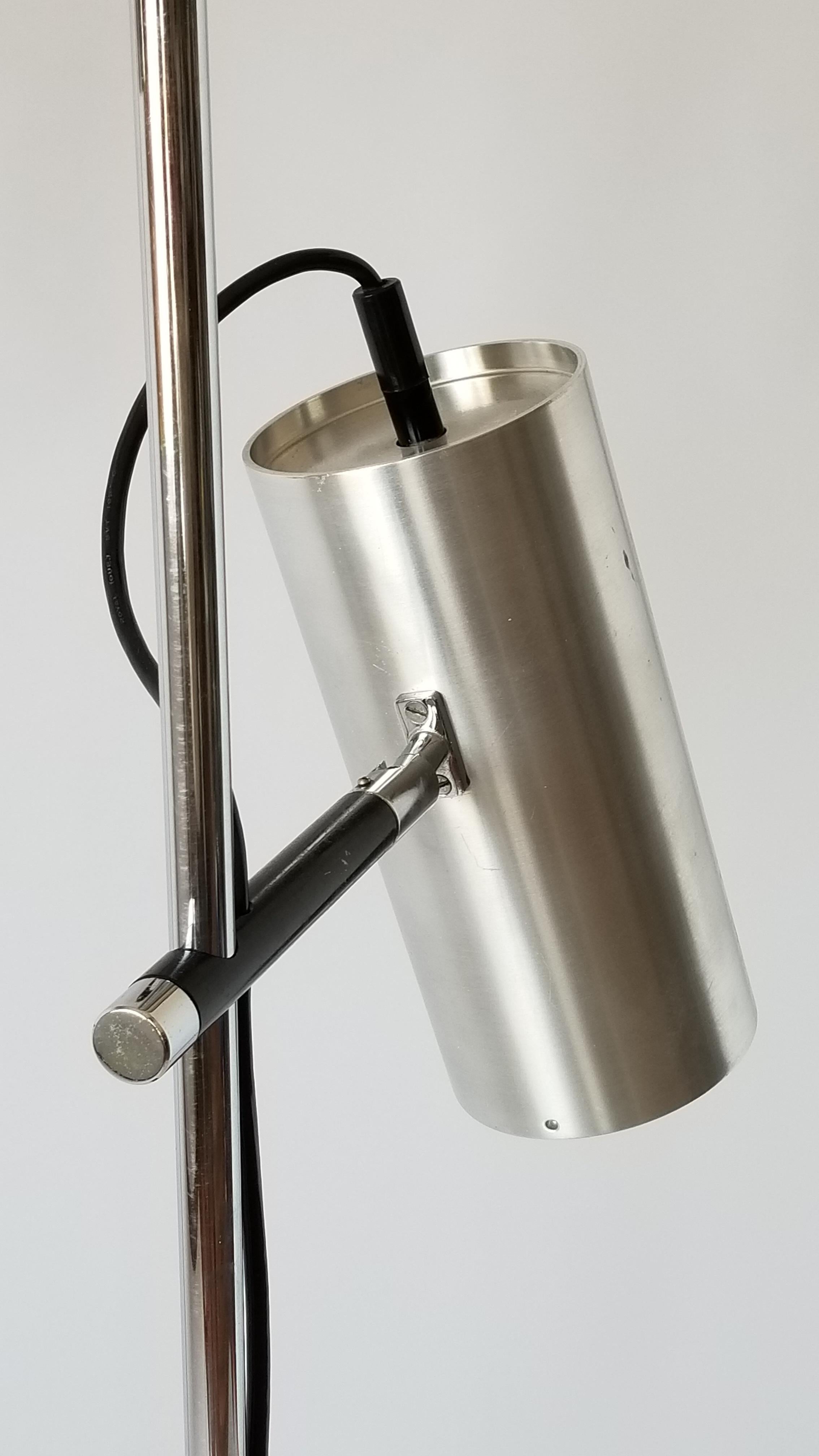 Mid-Century Modern 1968 Maria Pergay Twin Stainless Steel Shade Floor Lamp, France