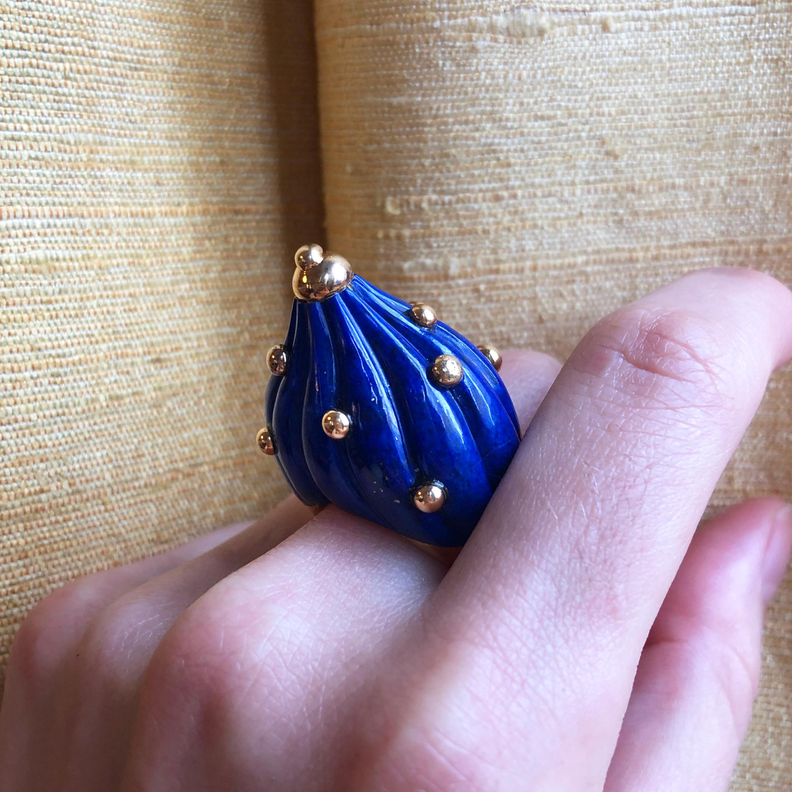 carved lapis ring