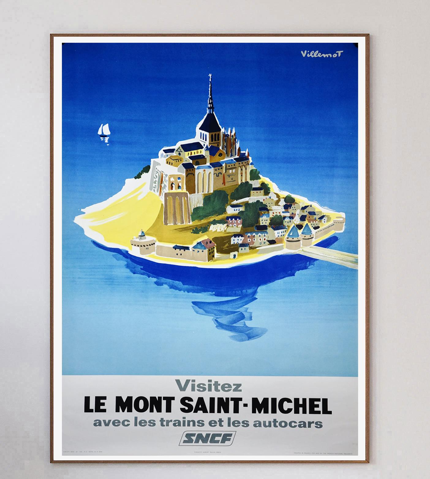 Affiche vintage d'origine Mont Saint-Michel, SNCF, 1968 Bon état - En vente à Winchester, GB