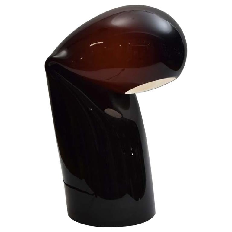 1968 Mouth Blown Murano Black Glass Bissa Table Lamp, Italian Design by Vistosi