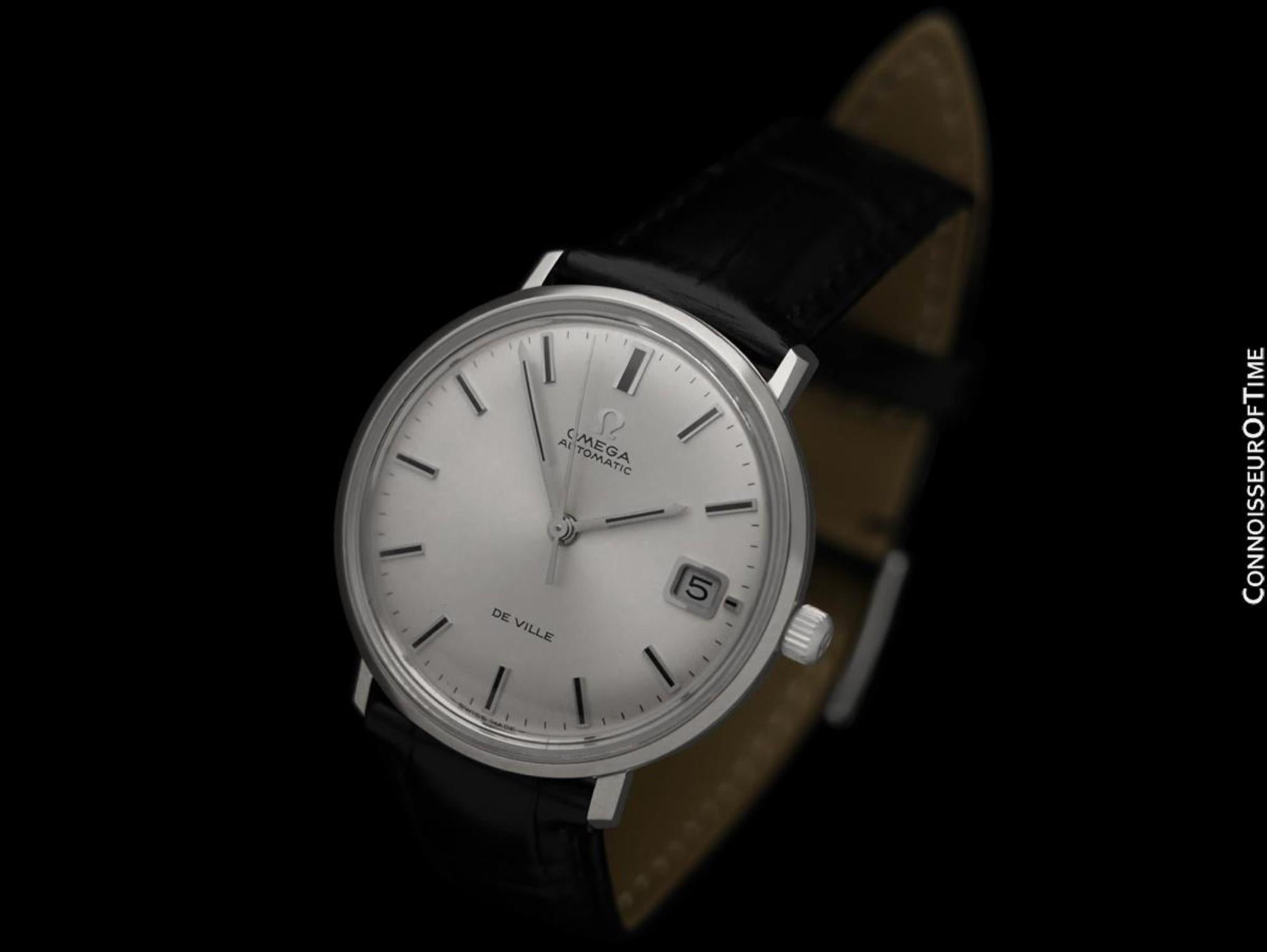 1968 Omega De Ville Vintage Mens Cal. 565 Automatic Watch - Stainless Steel In Excellent Condition For Sale In Suwanee, GA