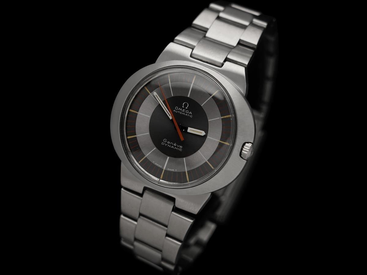 1968 Omega Dynamic Vintage Herrenarmbanduhr mit Datum aus Edelstahl - Edelstahl im Zustand „Hervorragend“ im Angebot in Suwanee, GA