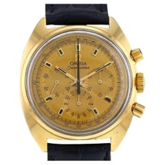 Used 1968 Omega Saemaster Chronograph Yellow Gold Leather Strap
