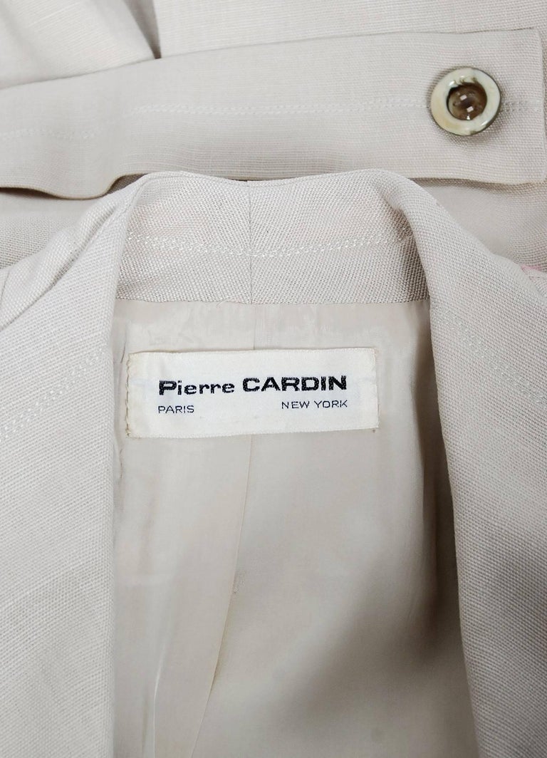 Vintage 1968 Pierre Cardin Oatmeal Linen Double-Breasted Mod Pantsuit ...