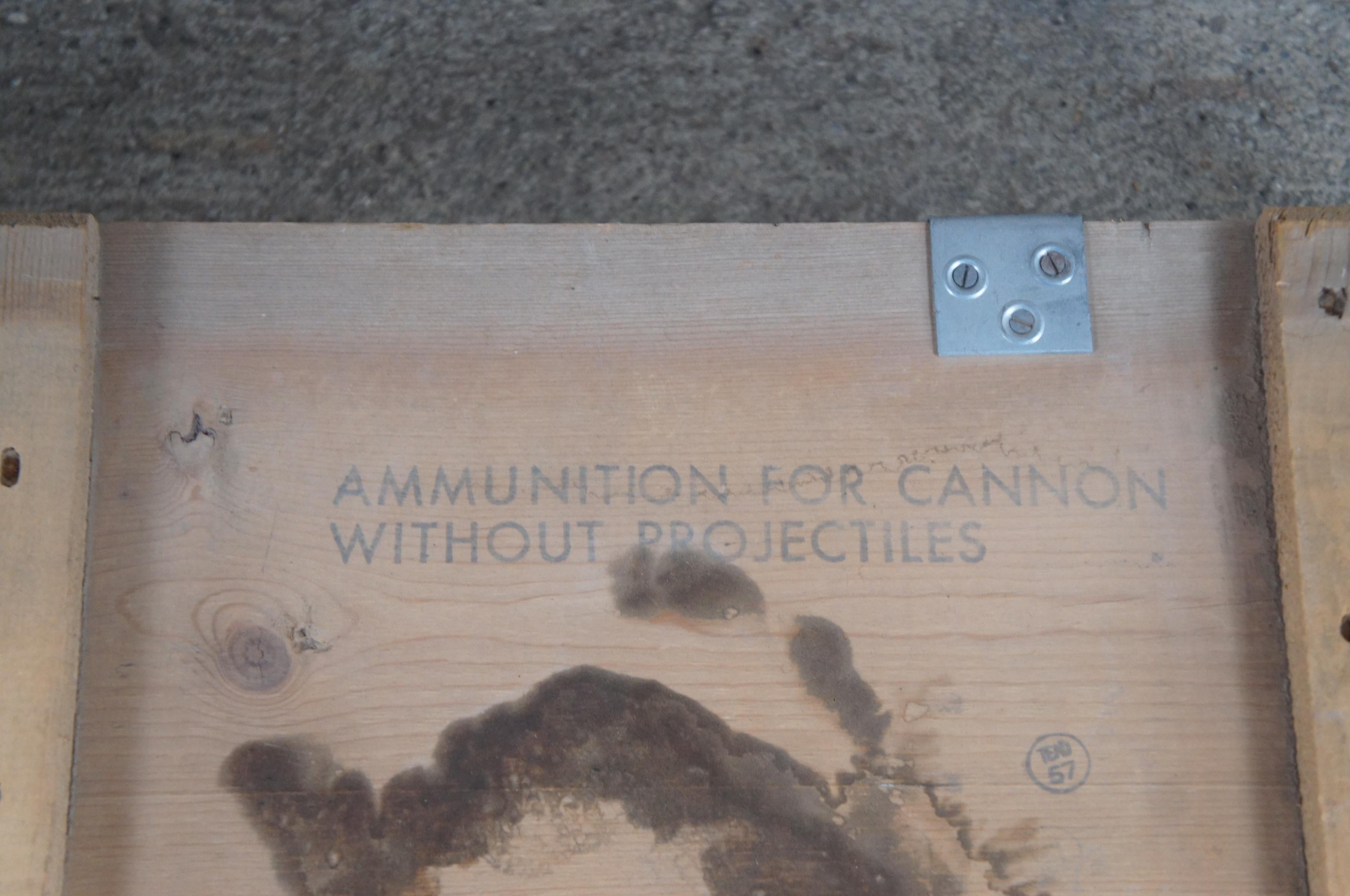 Mid-20th Century 1968 Pine Ammunition for Cannon Without Projectiles Ammo Crate Bennett Box 37