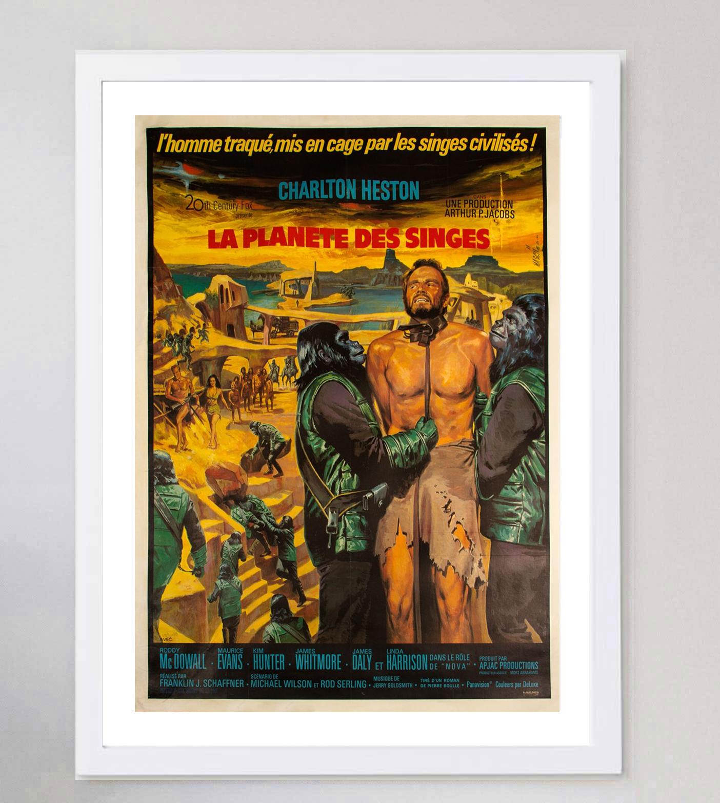 1968 Planet of the Apes (französisch) Original-Vintage-Poster im Zustand „Gut“ im Angebot in Winchester, GB