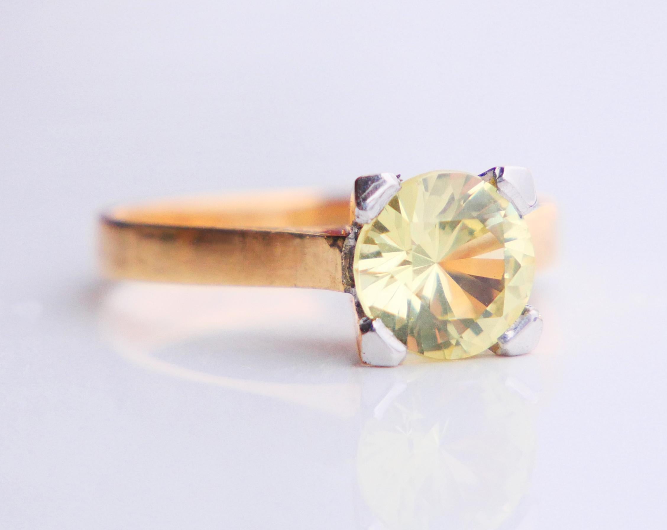 1968 Ring natural 2.5ct Yellow - Green Sapphire solid 18k Gold Ø US 7.25 / 4.4gr For Sale 10