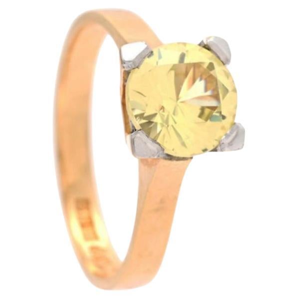 1968 Anillo zafiro amarillo - verde natural 2,5ct Oro macizo 18k Ø US 7,25 / 4,4gr