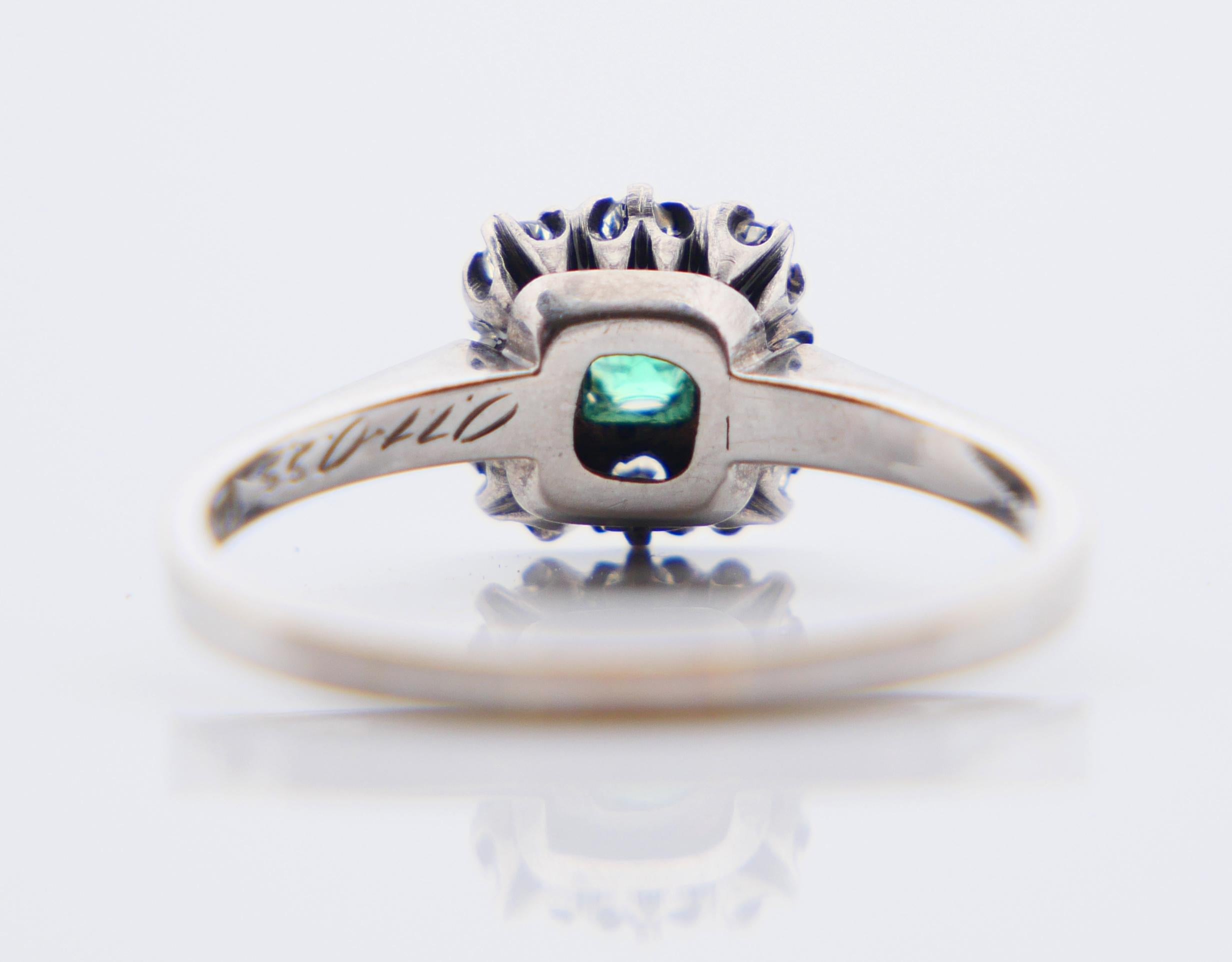 1968 Ring natural Emerald Diamonds solid 18K Gold Ø US6.75/ 2.9gr For Sale 4
