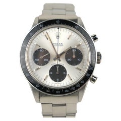 Used 1968 Rolex Cosmograph Daytona 6241 Stainless Steel Stem Wind Wristwatch