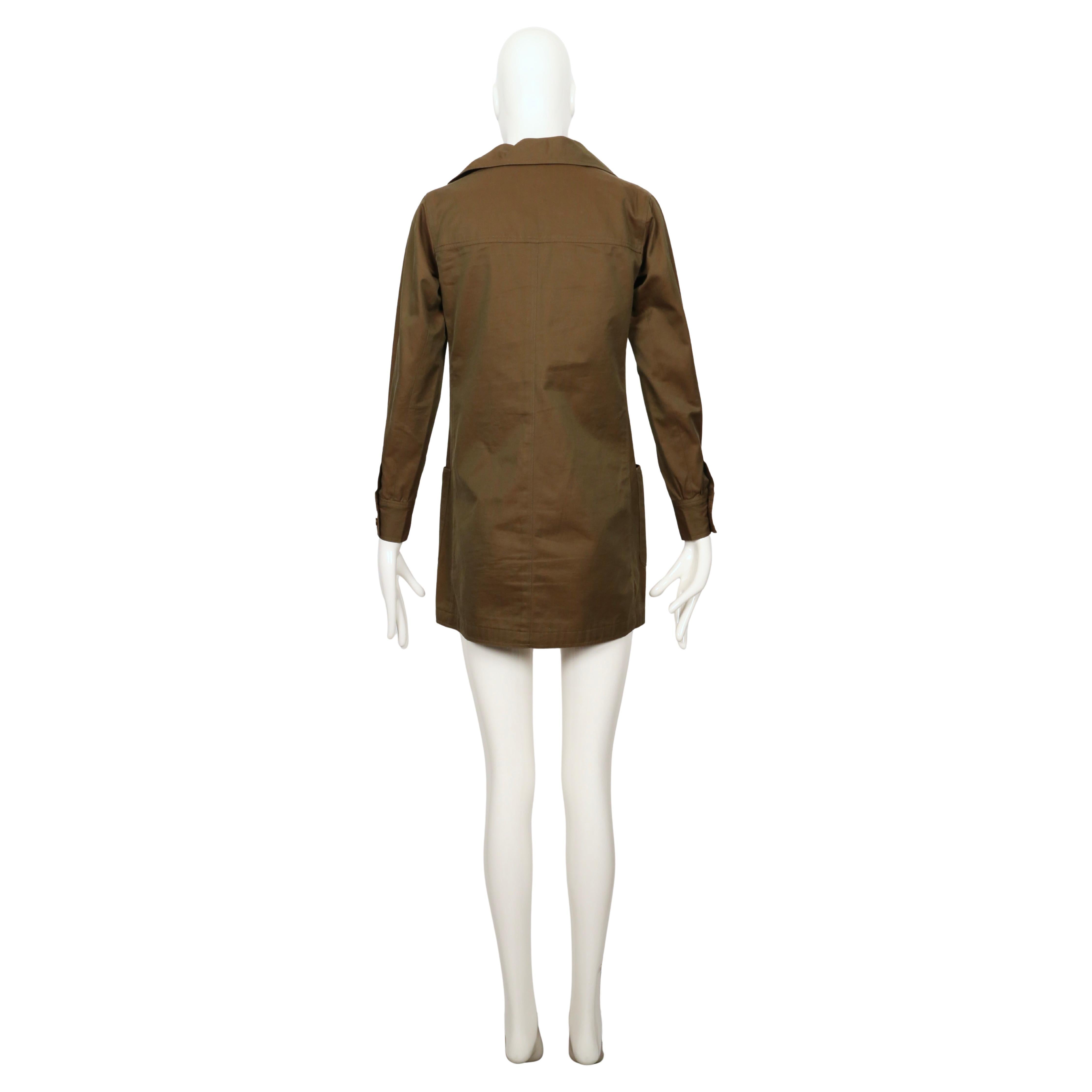1968 SAINT LAURENT rive gauche dark khaki 'saharienne' safari tunic en venta 7