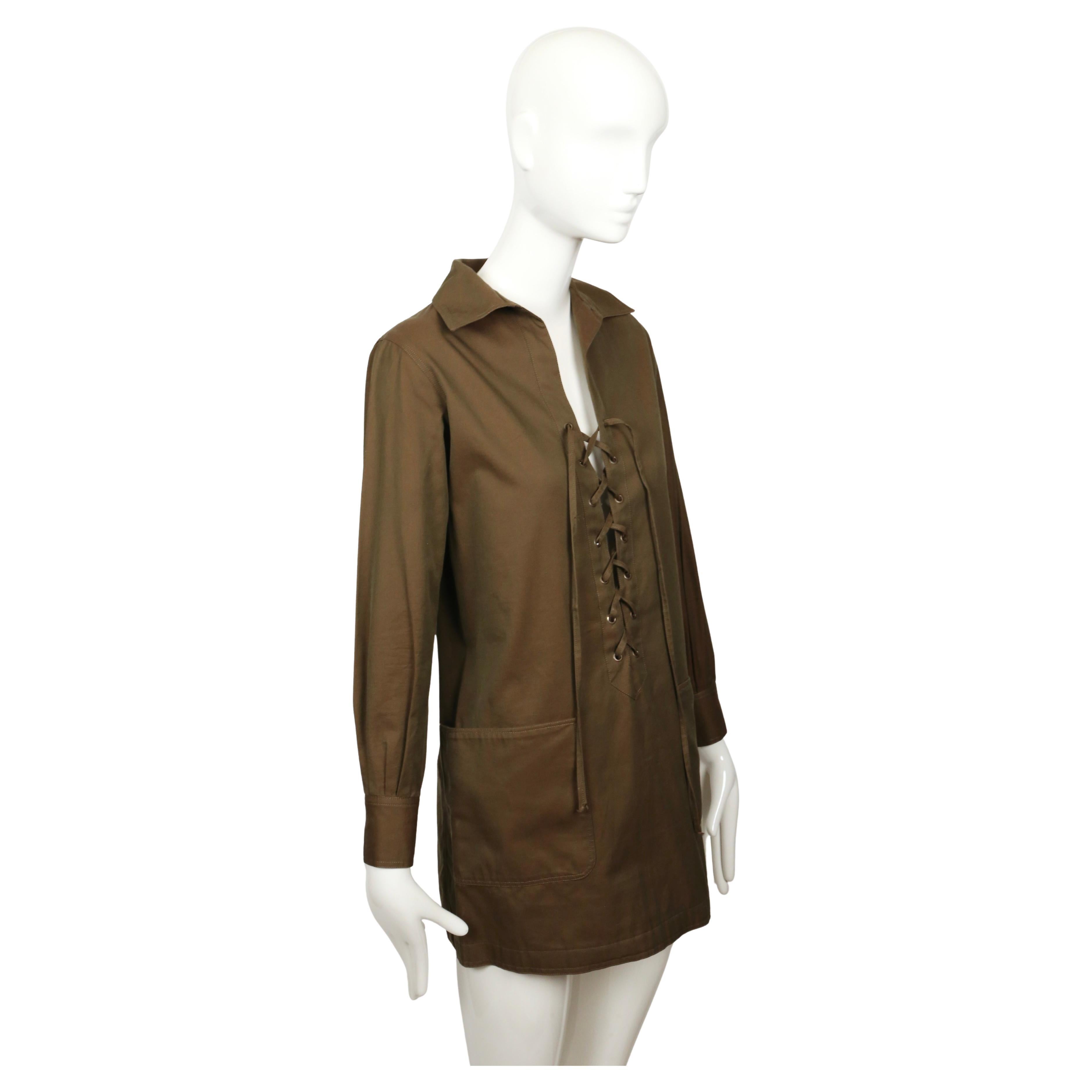 Femenino o masculino 1968 SAINT LAURENT rive gauche dark khaki 'saharienne' safari tunic en venta