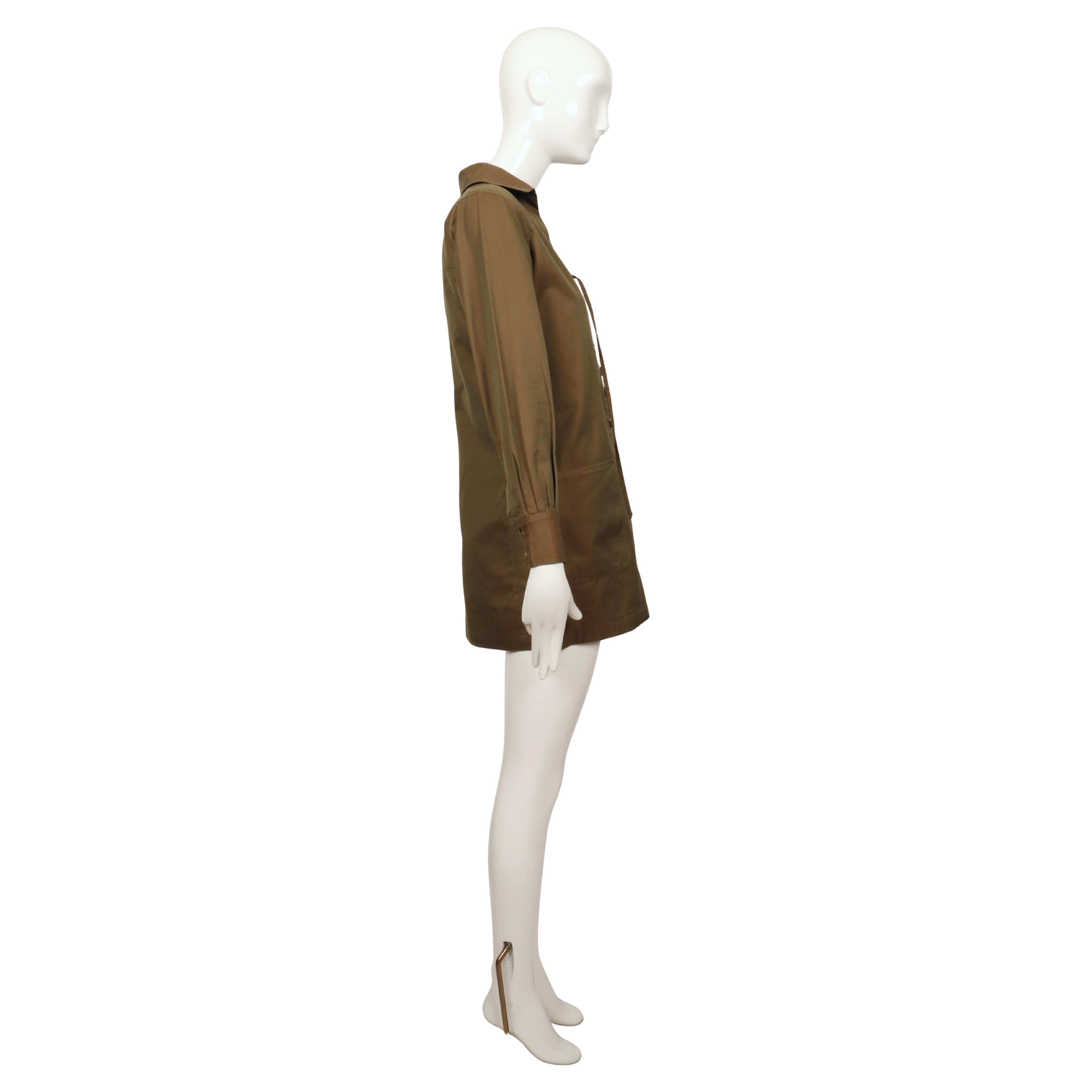 1968 SAINT LAURENT rive gauche dark khaki 'saharienne' safari tunic en venta 1