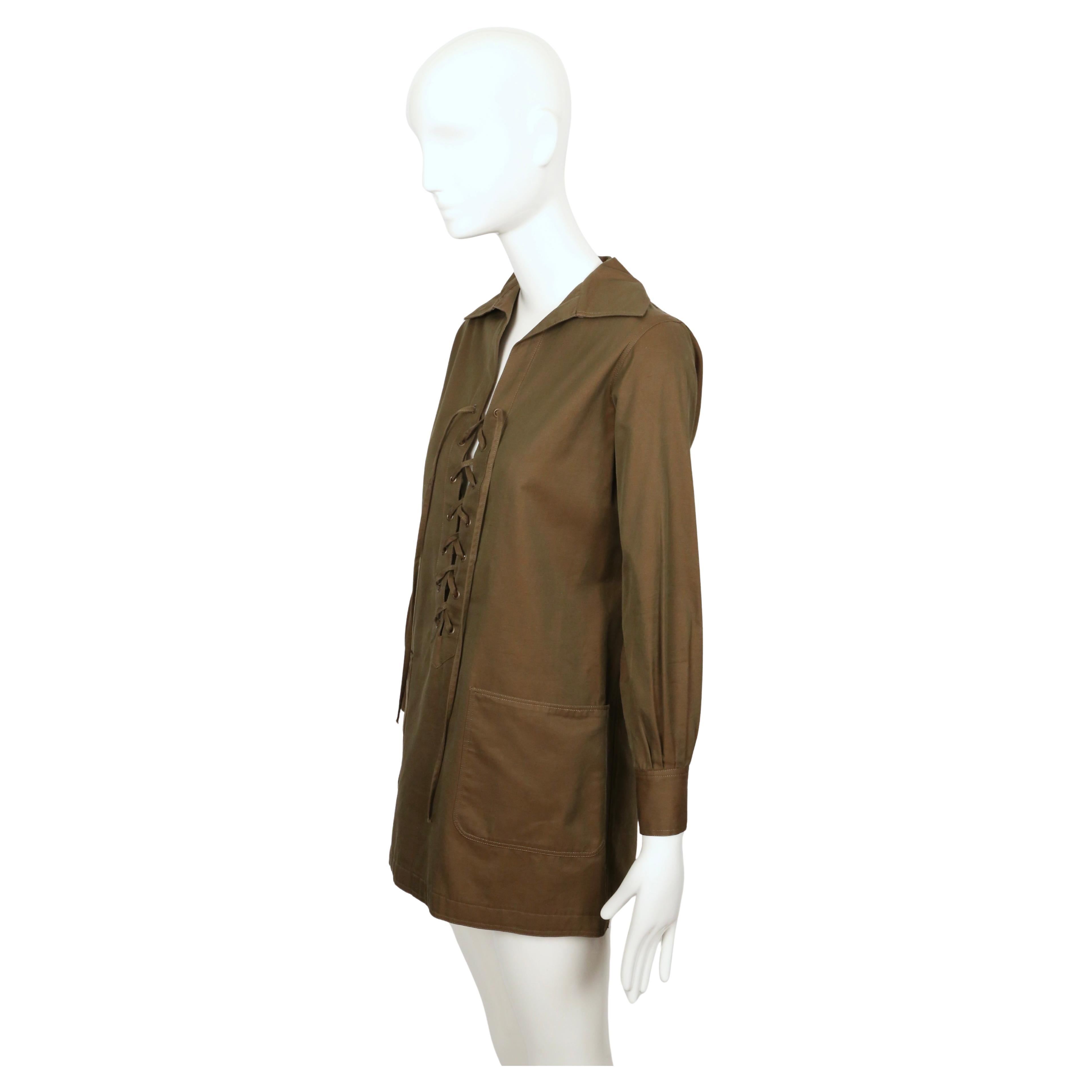 1968 SAINT LAURENT rive gauche dark khaki 'saharienne' safari tunic en venta 3
