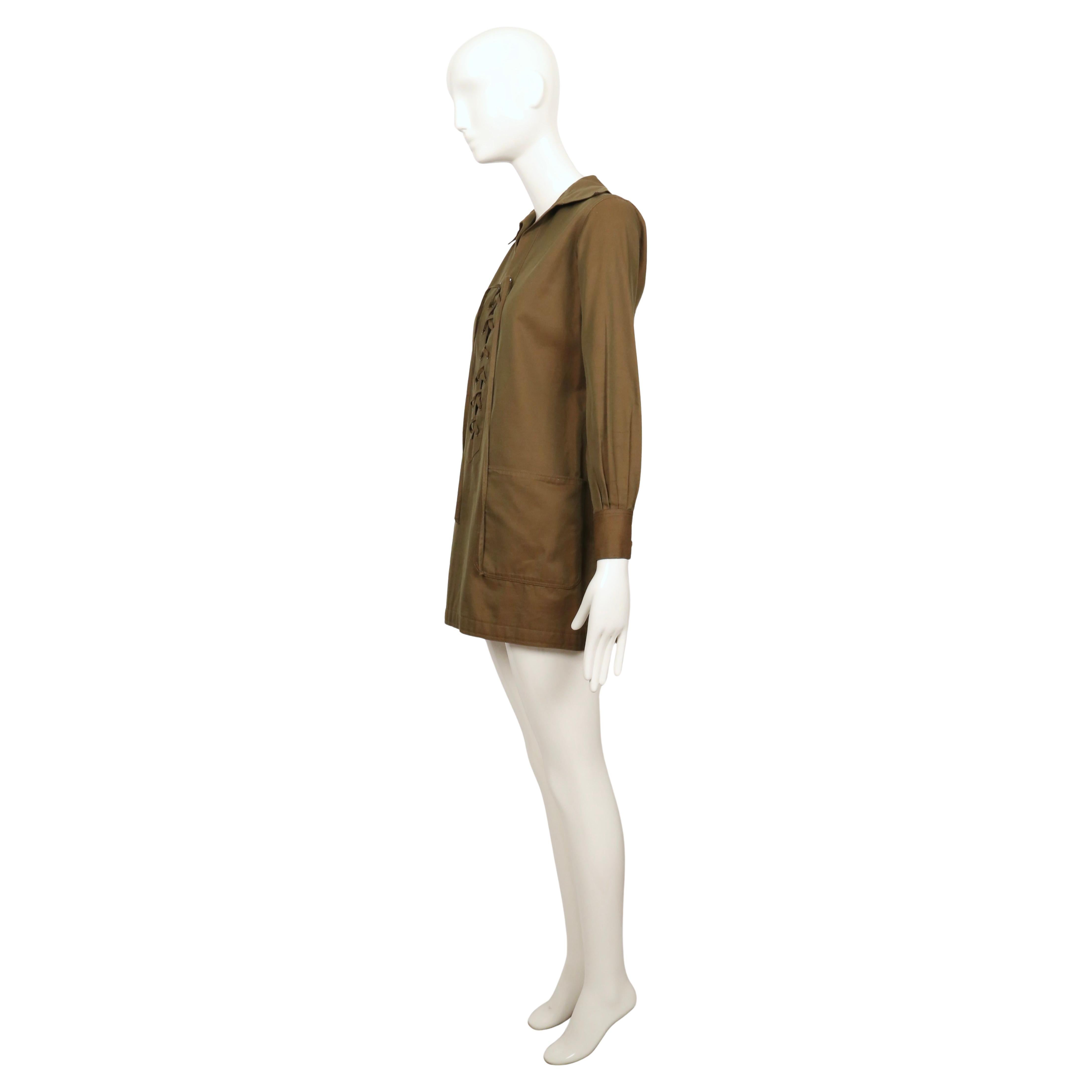 1968 SAINT LAURENT rive gauche dark khaki 'saharienne' safari tunic en venta 4