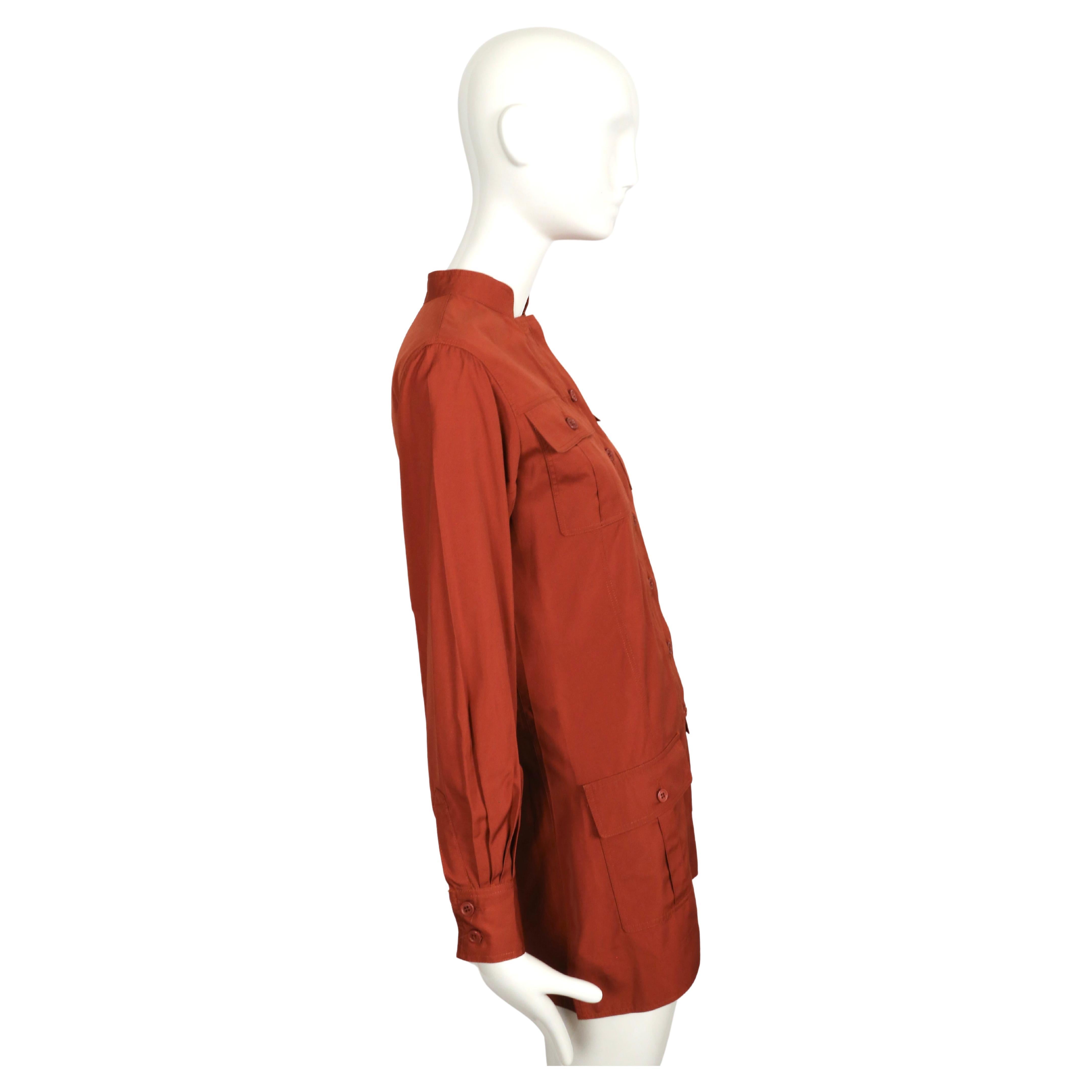 Women's or Men's 1968 SAINT LAURENT rust 'saharienne' safari tunic as seen on YVES SAINT LAURENT