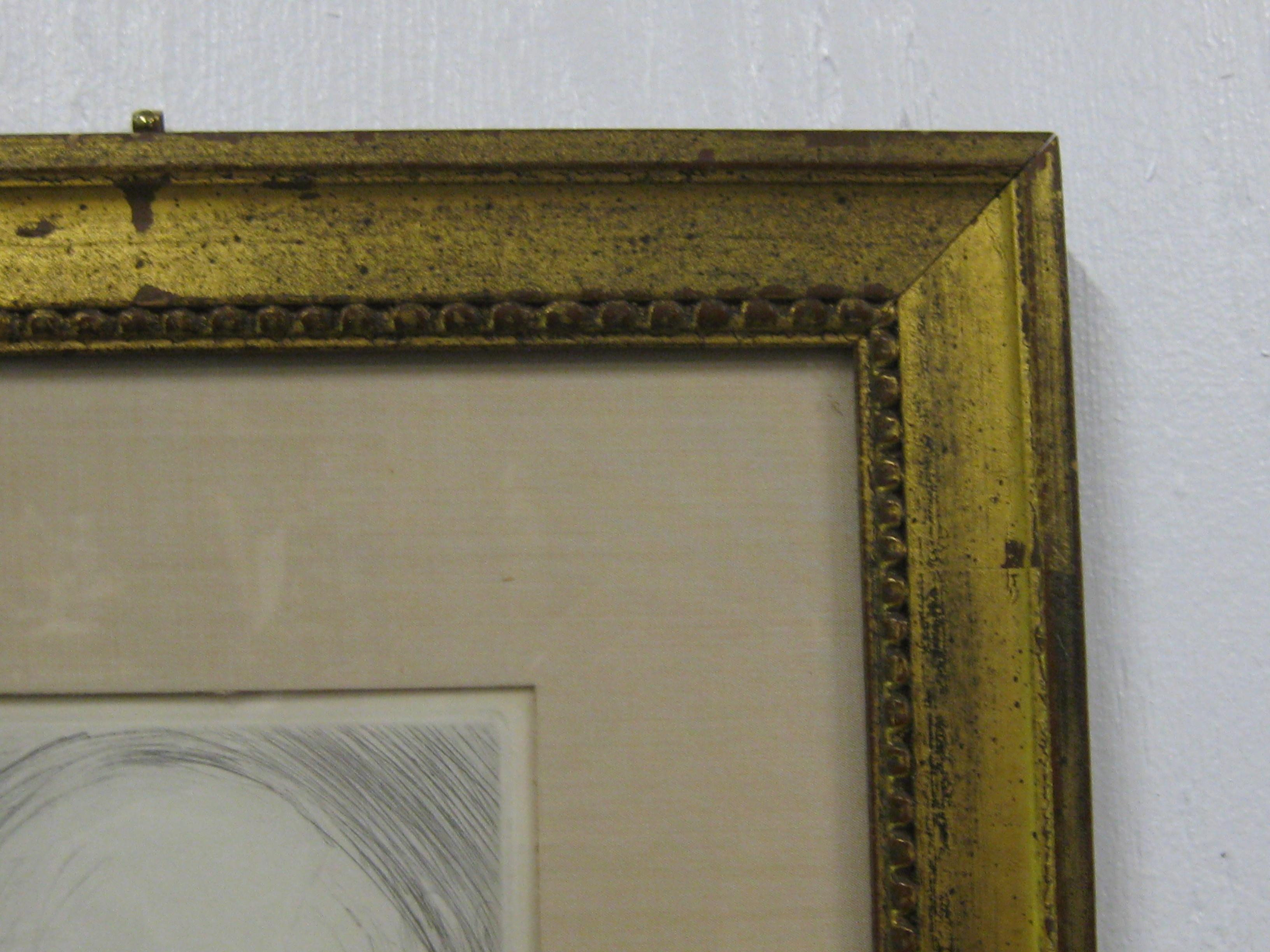 1968, Salvador Dalí Leonardo Da Vinci Retrato de artista Aguafuerte original Enmarcado Papel