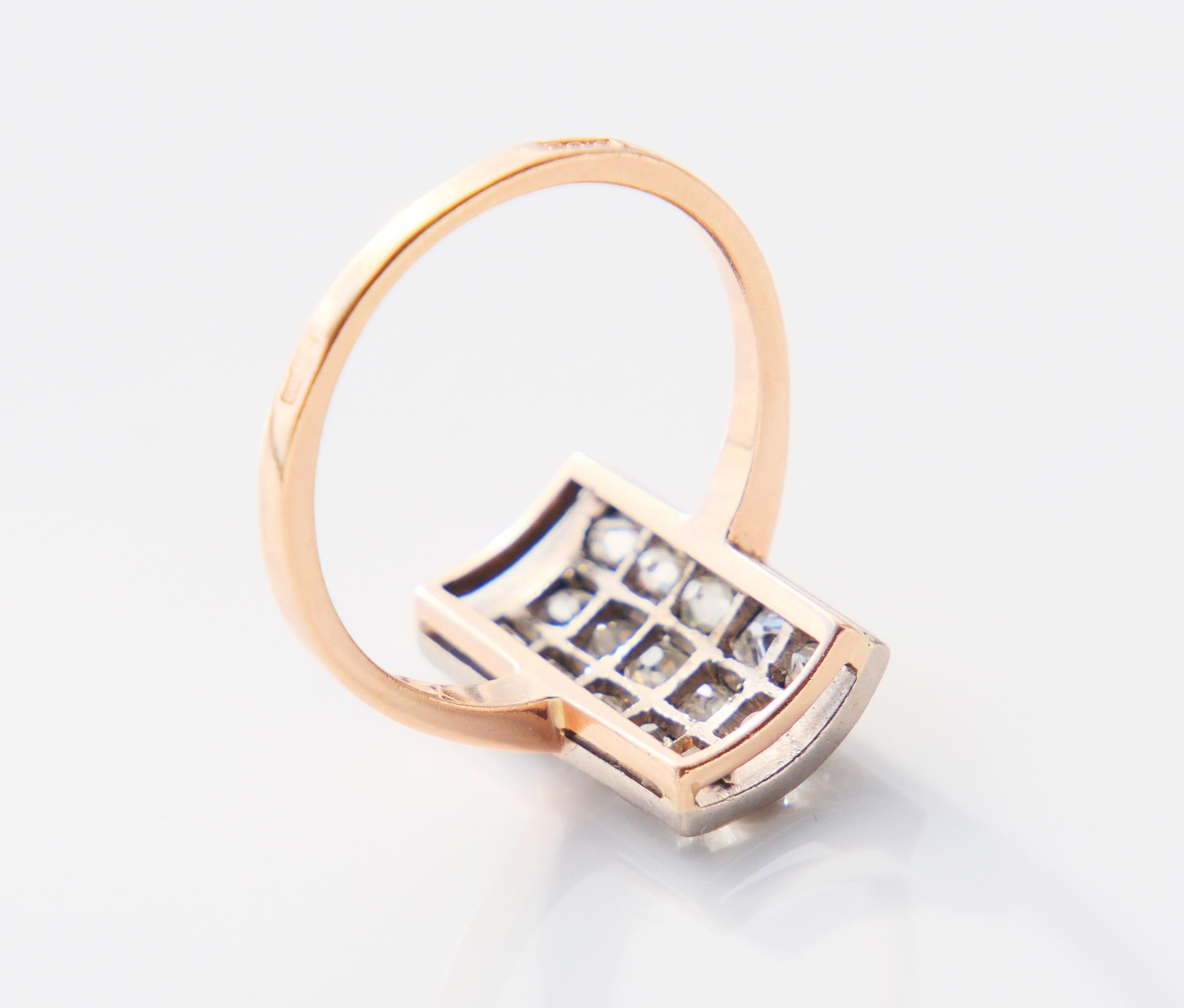 1968 Soviet Baku Ring 2.4 ctw Russian Diamonds 583 / 14K Gold Ø 7 US / 5 gr For Sale 5