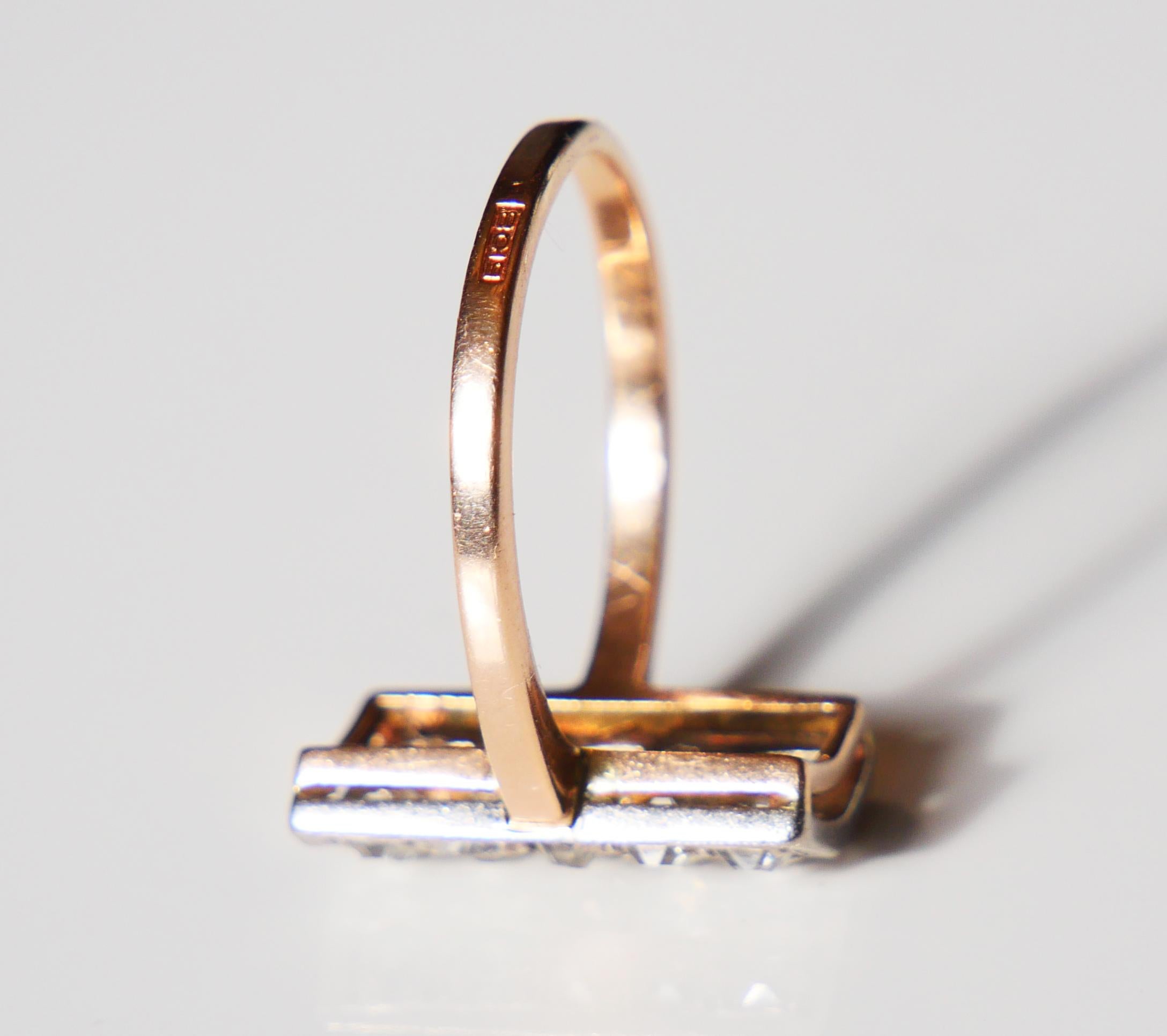 1968 Soviet Baku Ring 2.4 ctw Russian Diamonds 583 / 14K Gold Ø 7 US / 5 gr For Sale 6