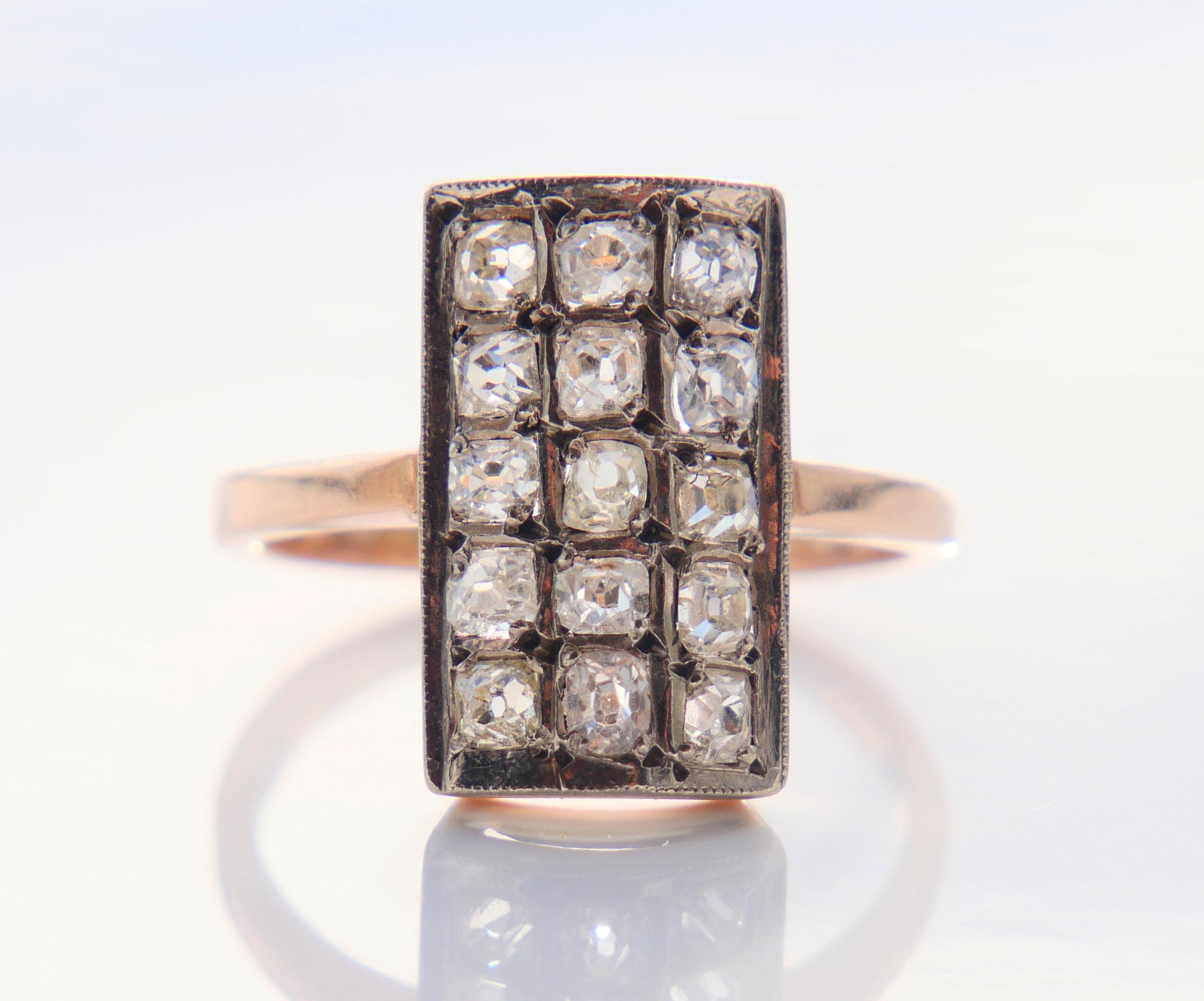 1968 Soviet Baku Ring 2.4 ctw Russian Diamonds 583 / 14K Gold Ø 7 US / 5 gr For Sale 7