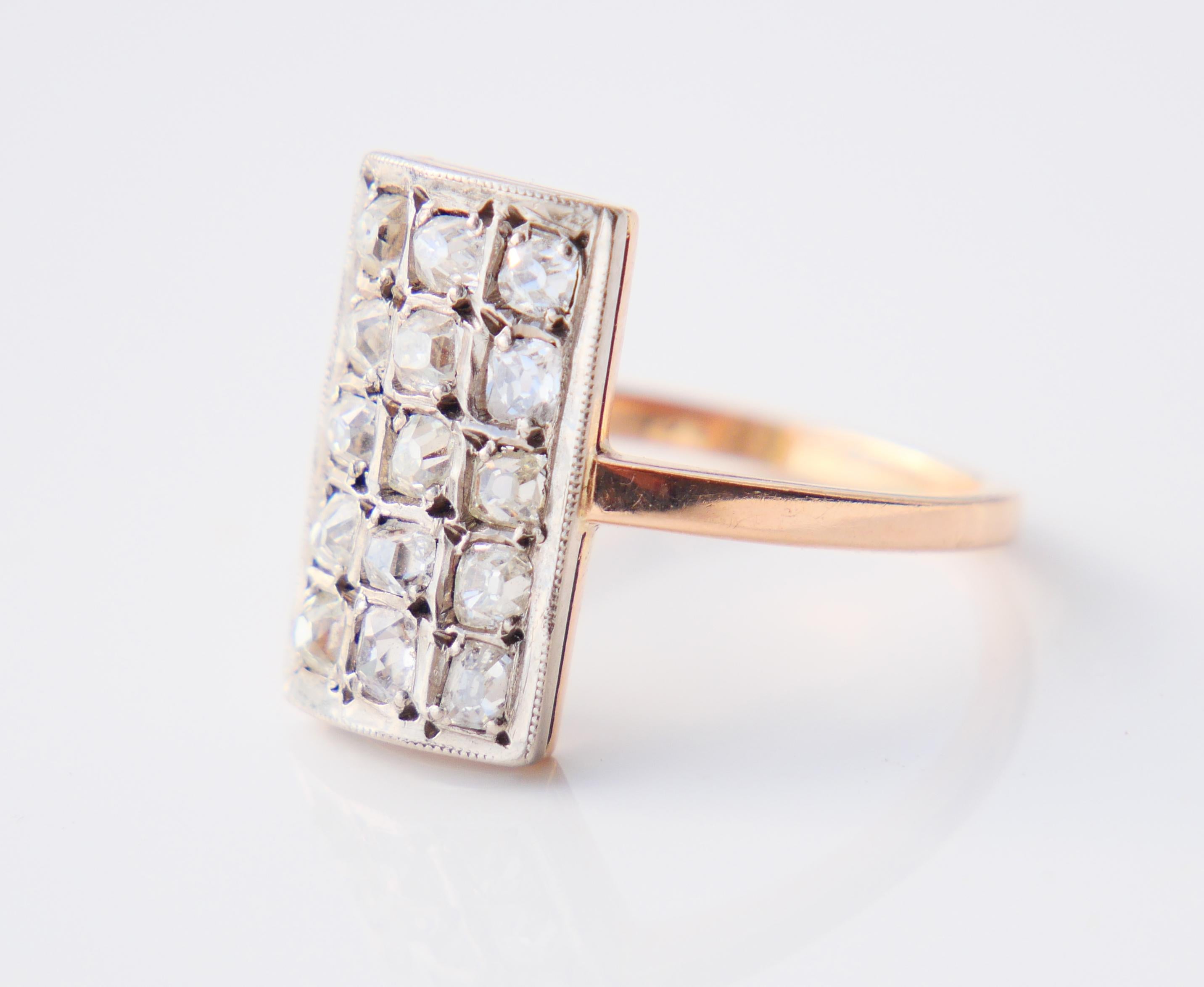 1968 Soviet Baku Ring 2.4 ctw Russian Diamonds 583 / 14K Gold Ø 7 US / 5 gr For Sale 8