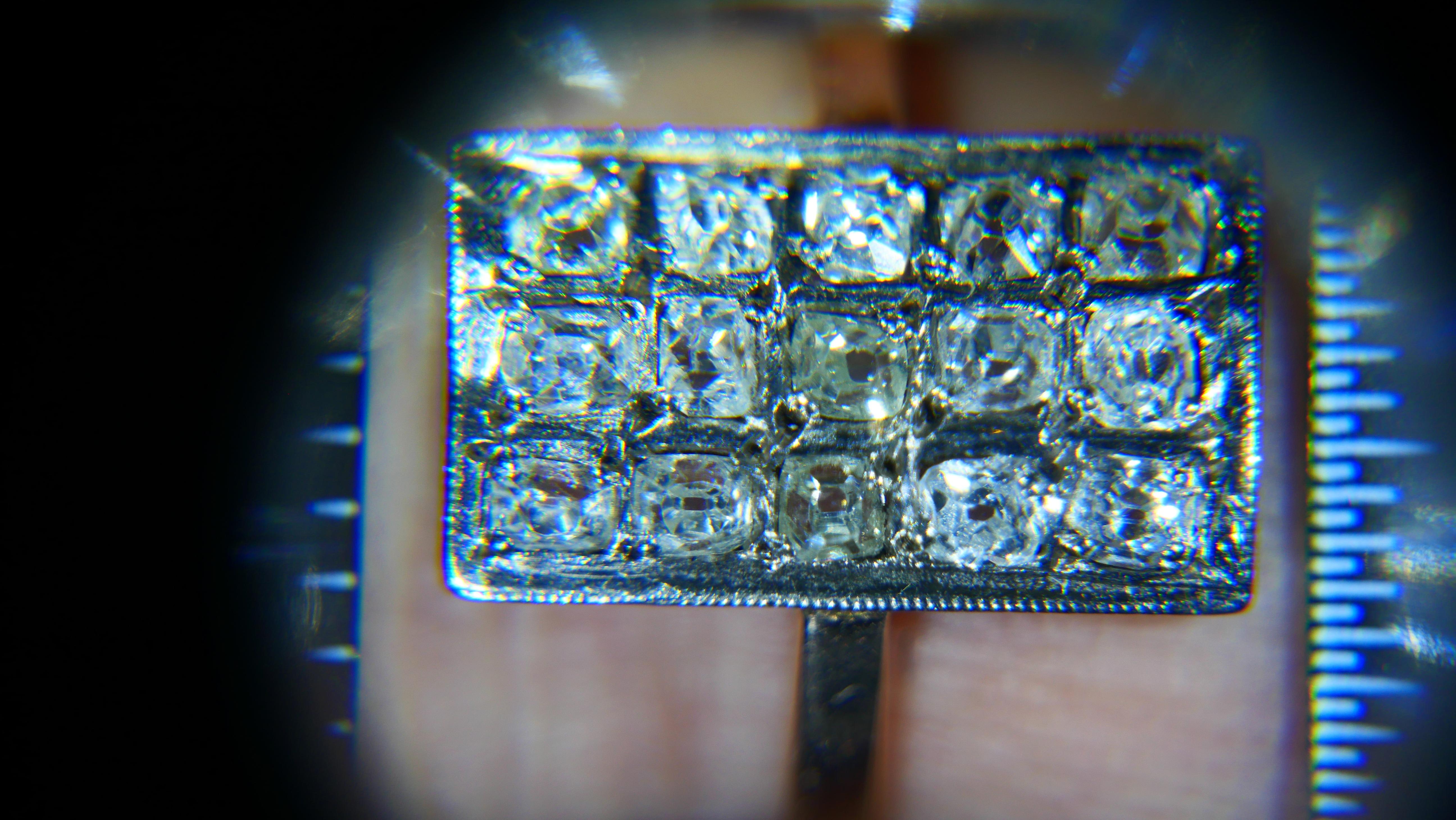 1968 Soviet Baku Ring 2.4 ctw Russian Diamonds 583 / 14K Gold Ø 7 US / 5 gr For Sale 9