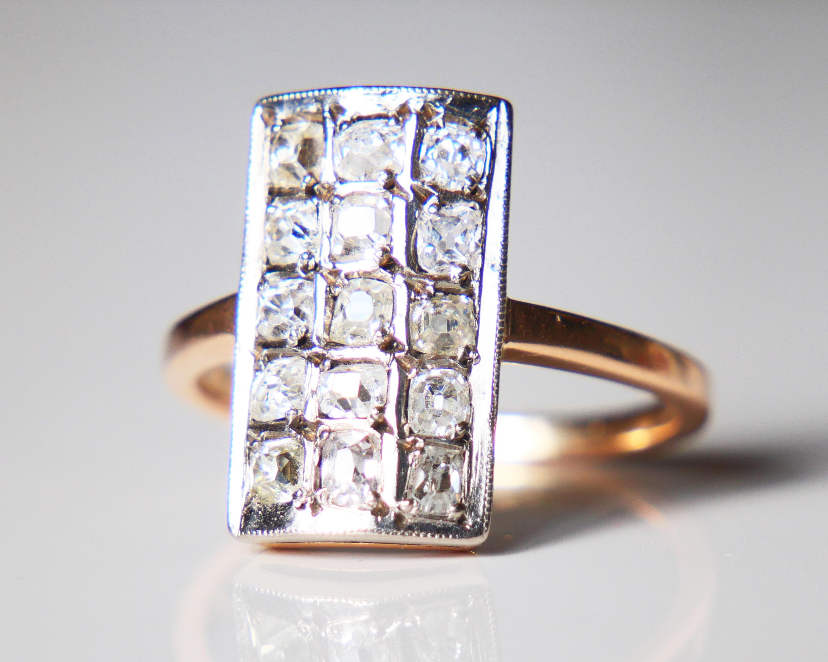 Retro 1968 Soviet Baku Ring 2.4 ctw Russian Diamonds 583 / 14K Gold Ø 7 US / 5 gr For Sale