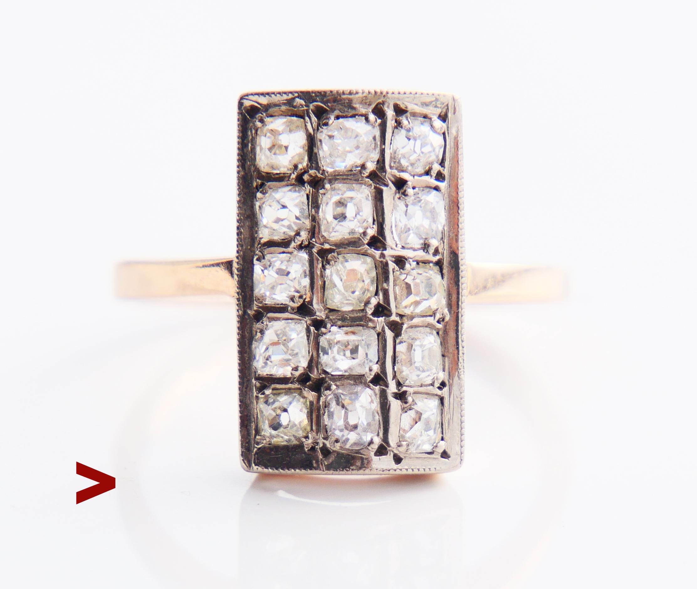 Women's 1968 Soviet Baku Ring 2.4 ctw Russian Diamonds 583 / 14K Gold Ø 7 US / 5 gr For Sale