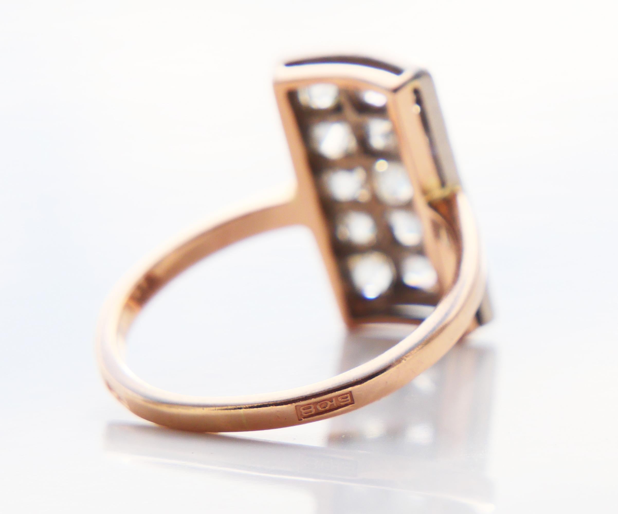 1968 Soviet Baku Ring 2.4 ctw Russian Diamonds 583 / 14K Gold Ø 7 US / 5 gr For Sale 3