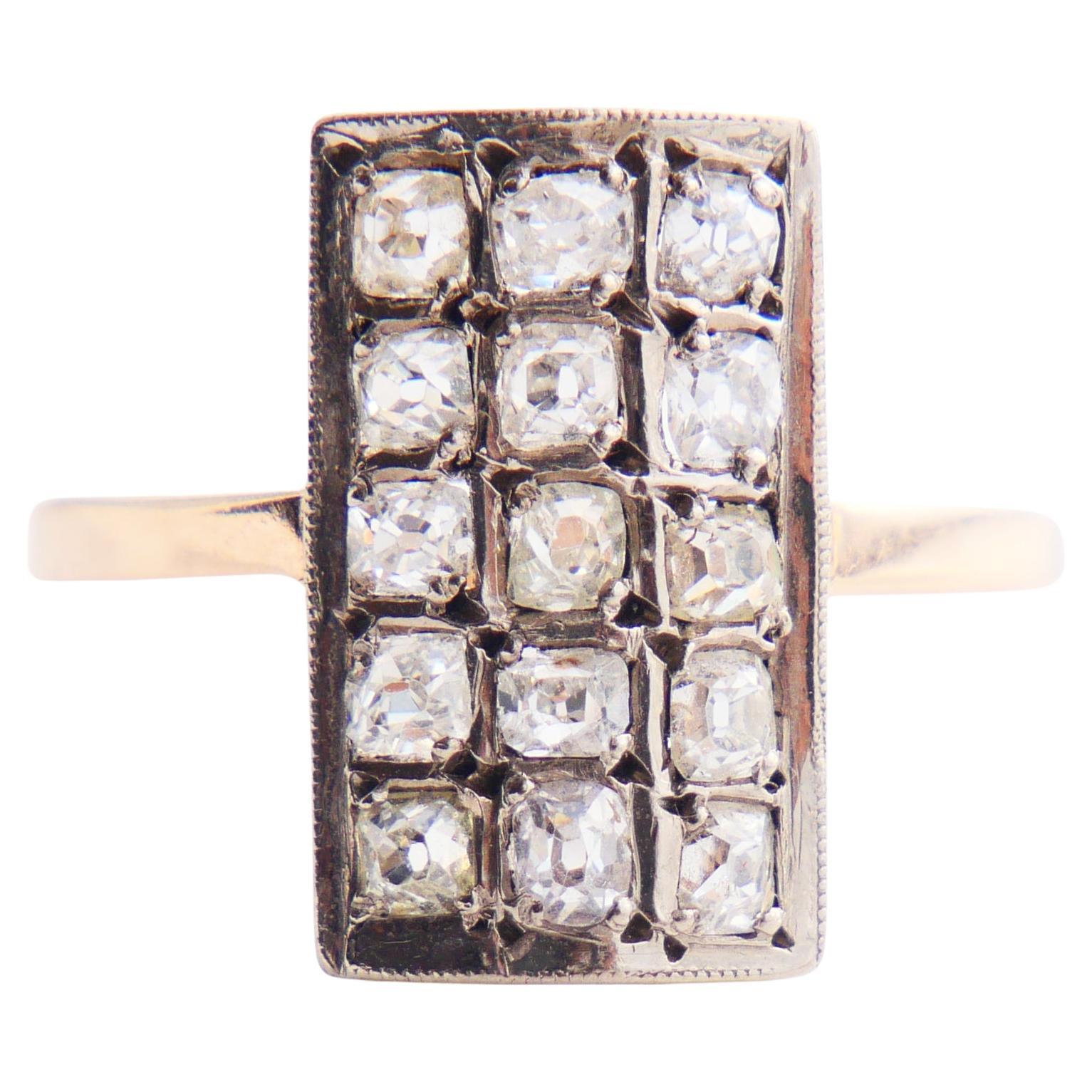 1968 Soviet Baku Ring 2.4 ctw Russian Diamonds 583 / 14K Gold Ø 7 US / 5 gr For Sale