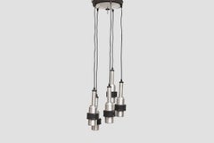 Spun Aluminum Five Pendant Chandelier by Raak, 1968