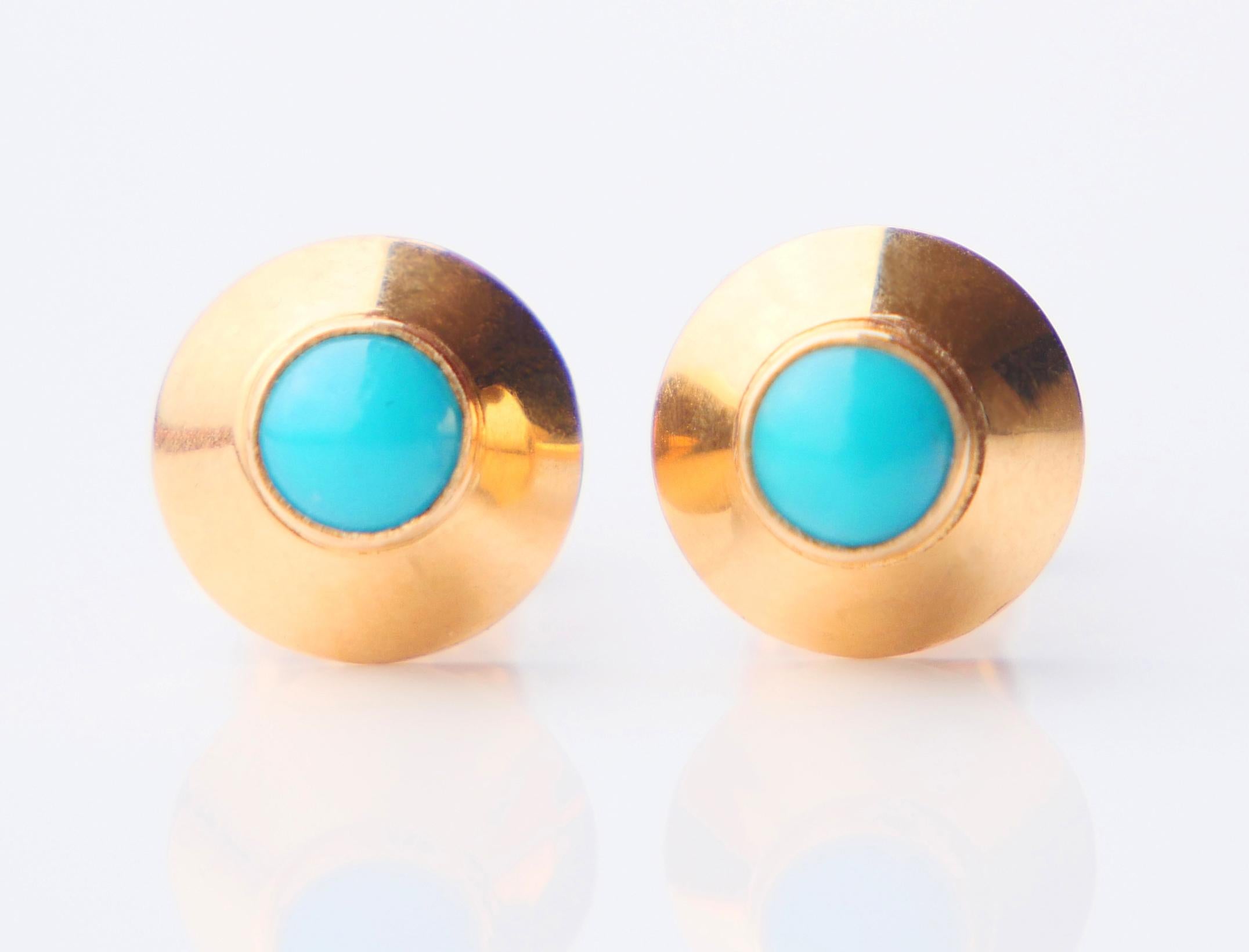 1968 Pendientes stud Turquesa natural maciza 18 Oro / 1,6 gr Retro en venta