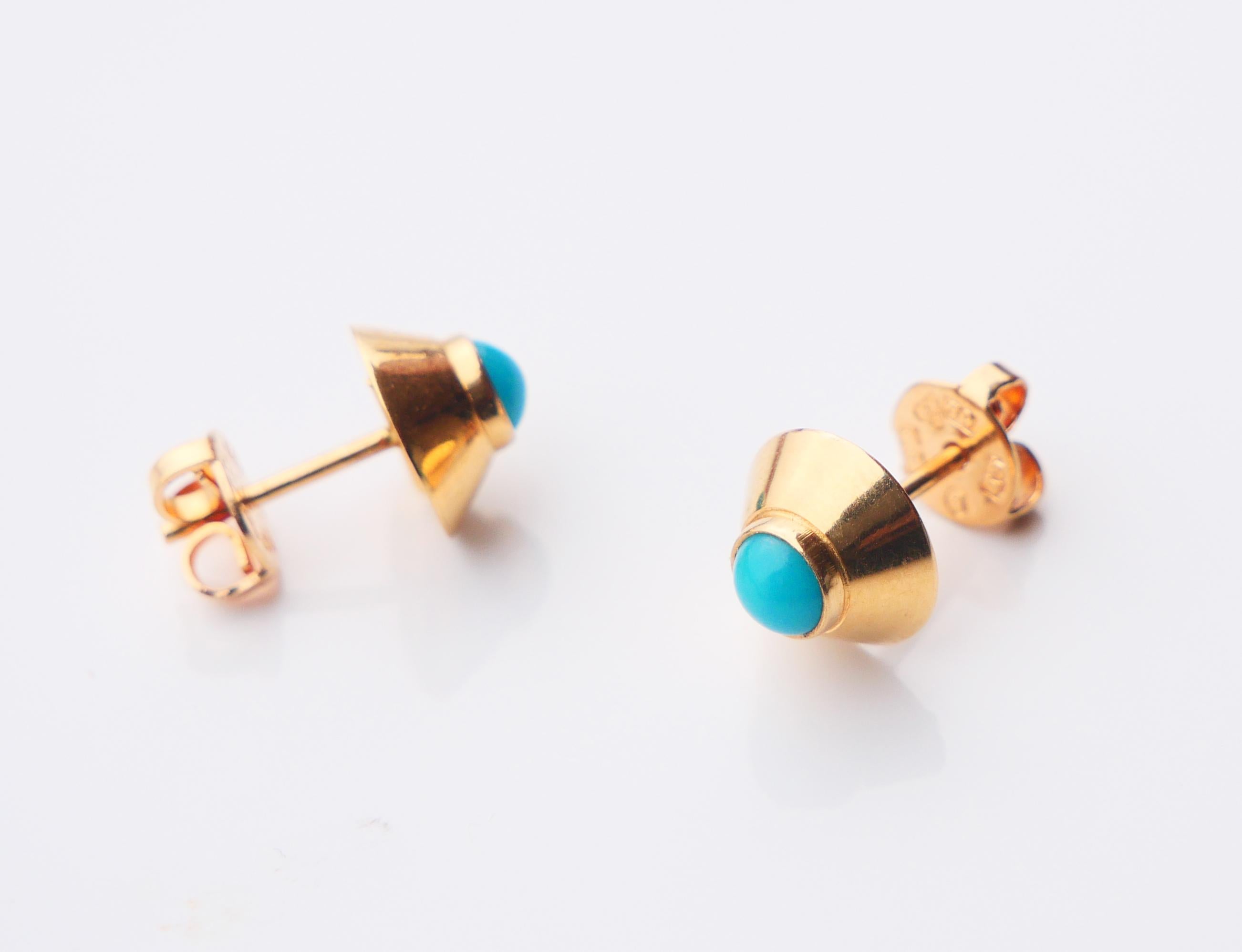 1968 Pendientes stud Turquesa natural maciza 18 Oro / 1,6 gr Cabujón en venta