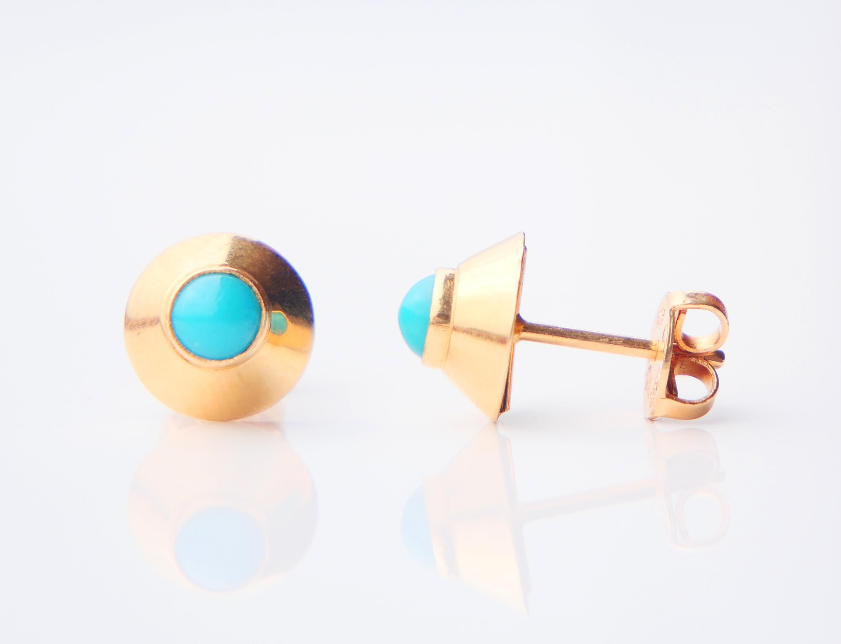 1968 Pendientes stud Turquesa natural maciza 18 Oro / 1,6 gr en venta 2